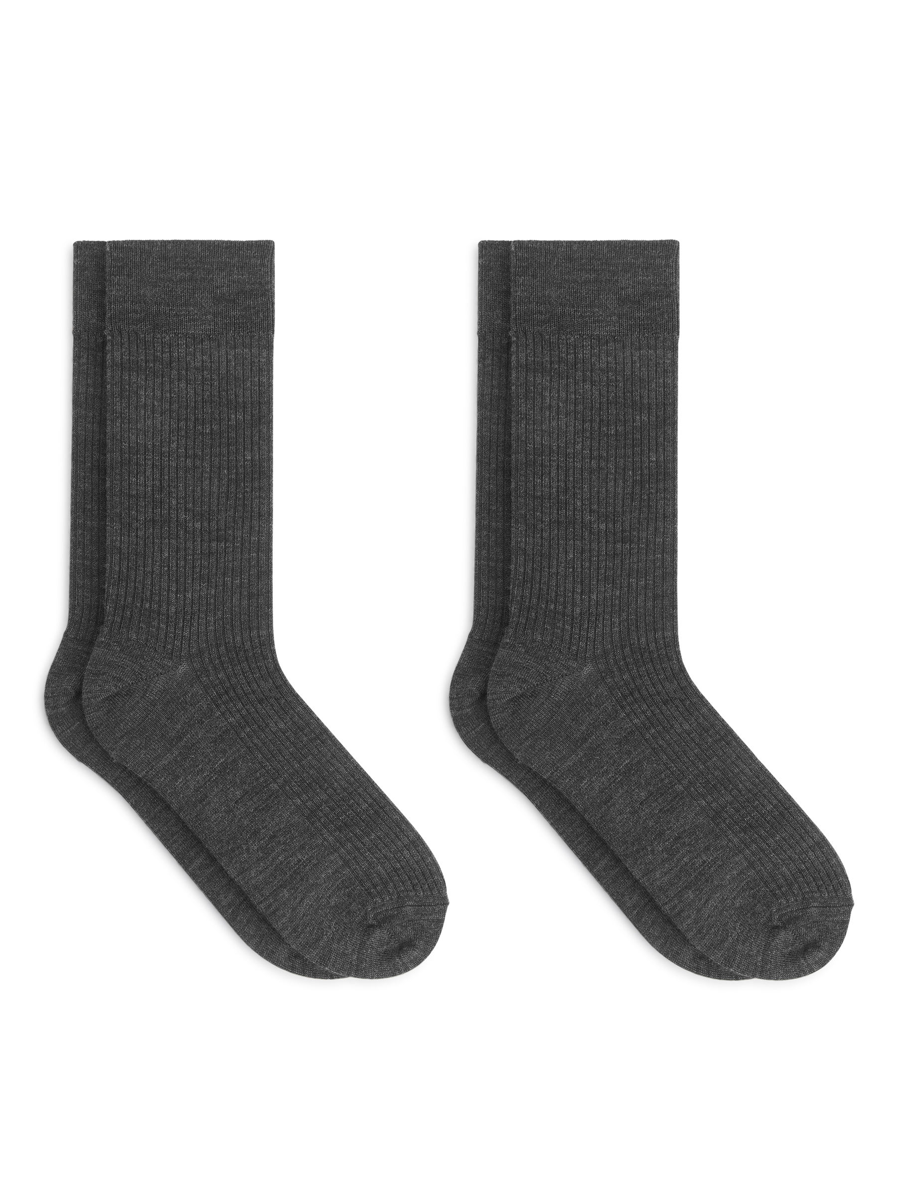 Gerippte Socken aus Wollmischung, 2 Paar - Dunkelgrau meliert - Herren - StillMedia/DescriptiveStillLife - 1