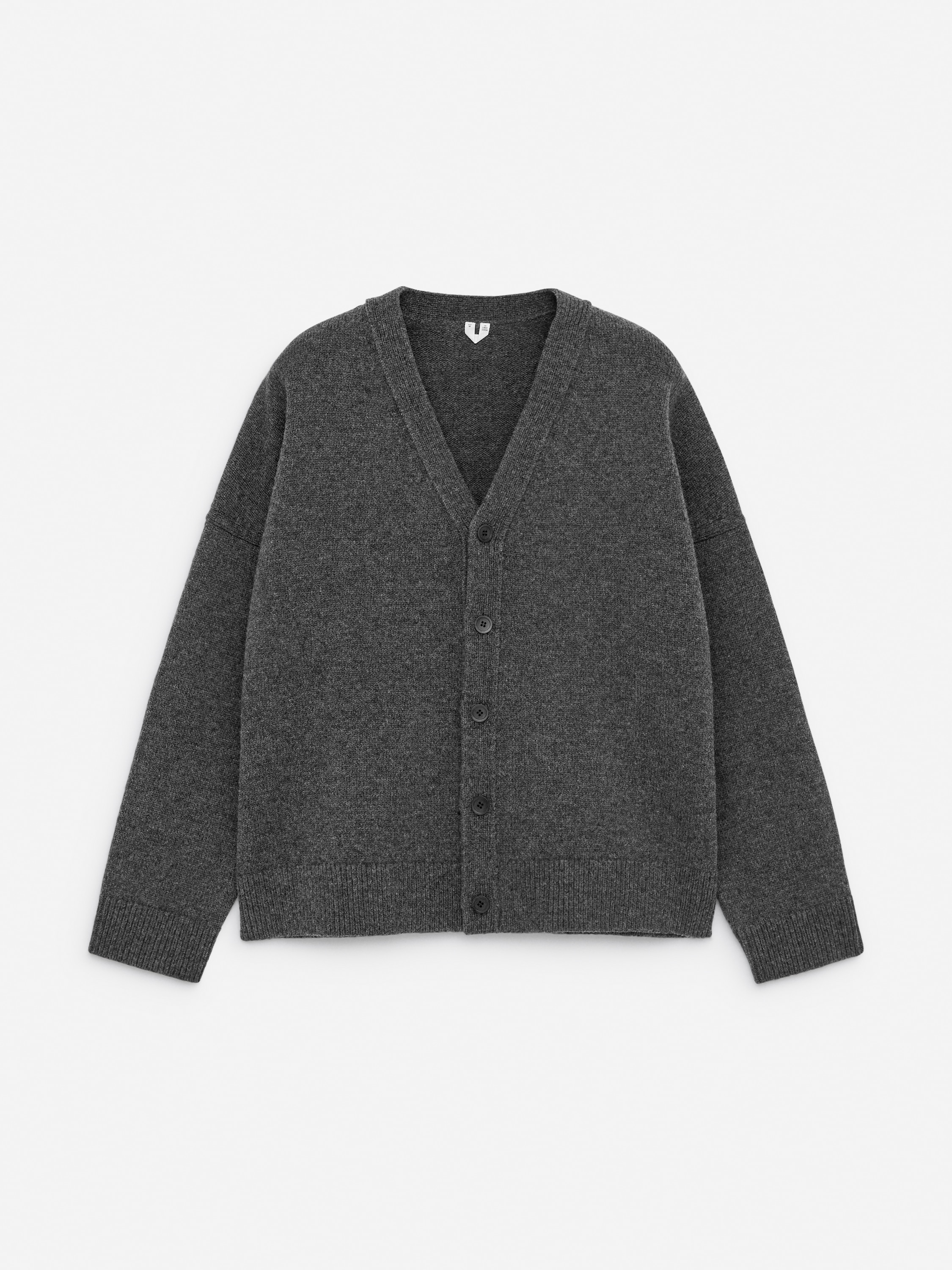 Ullcardigan med v-hals - Mørkegrå