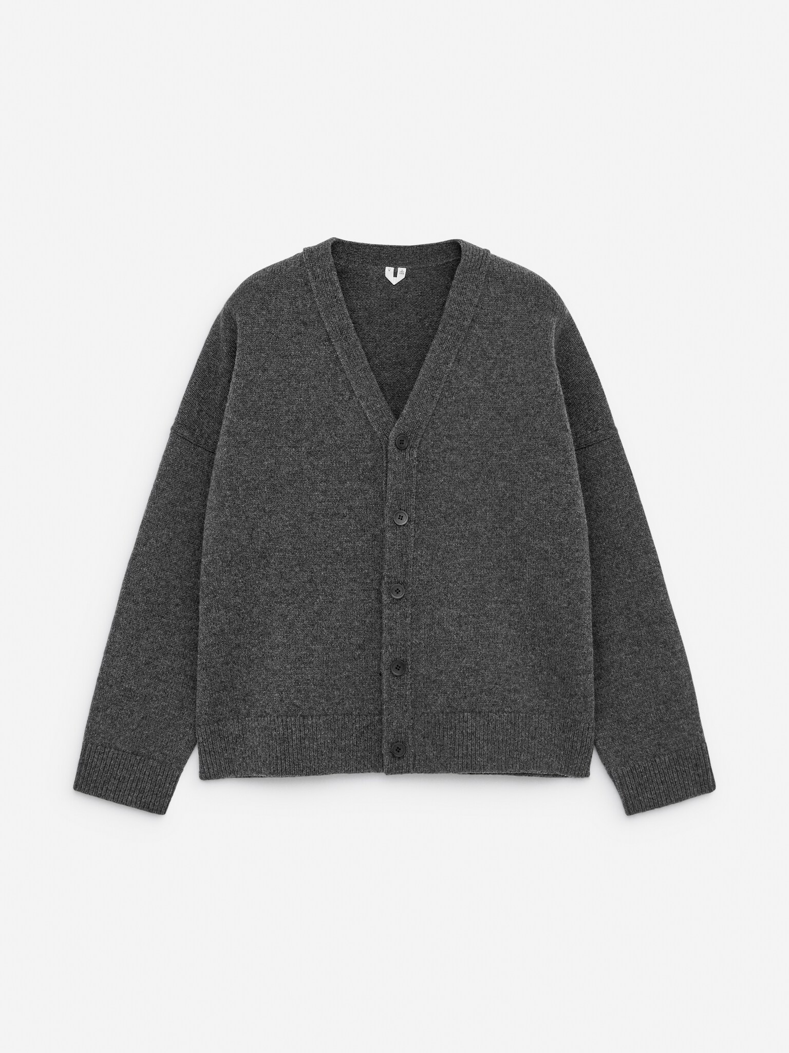 Ullcardigan med v-hals - Mørkegrå - 2