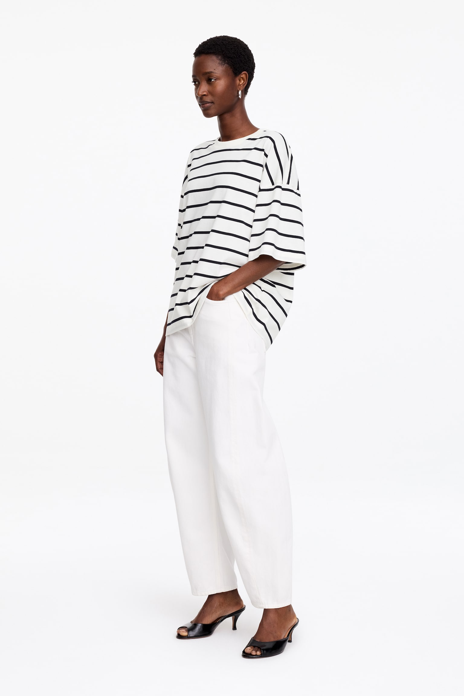 T-shirt oversize - Blanc cassé/Bleu foncé/Vert kaki/Rose/Blanc/Jaune/Noir délavé - 1