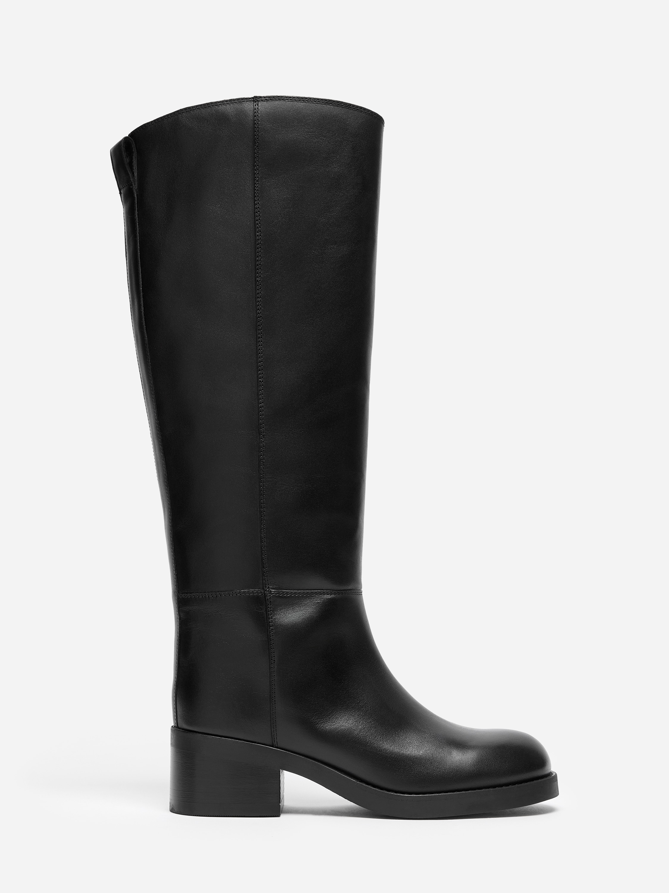 Knee-high leather boots - Black