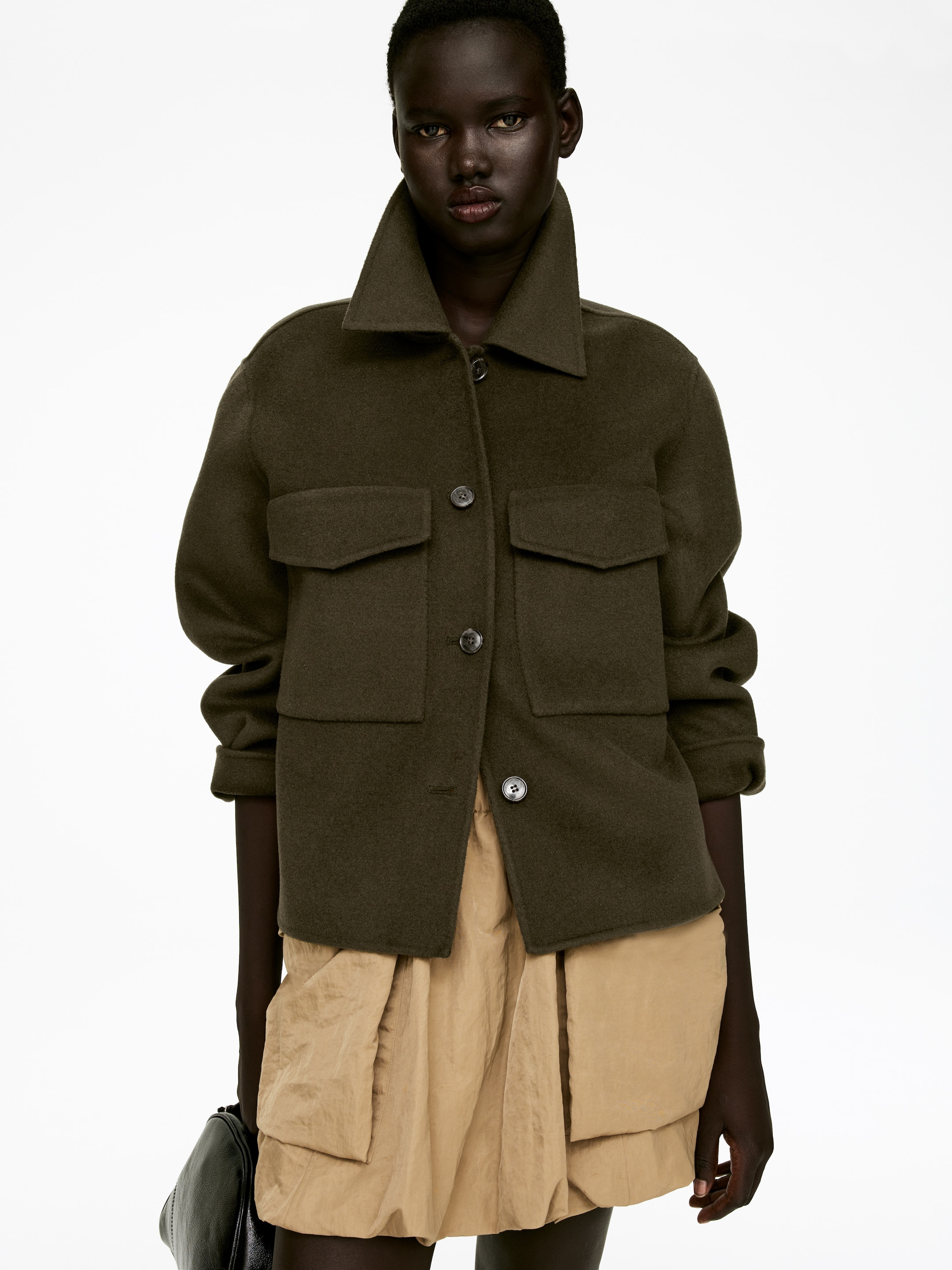 Zobacz większy obraz: Dwustronna koszula wierzchnia z wełny - Ciemna zieleń khaki - ONA | H&M PL 4
