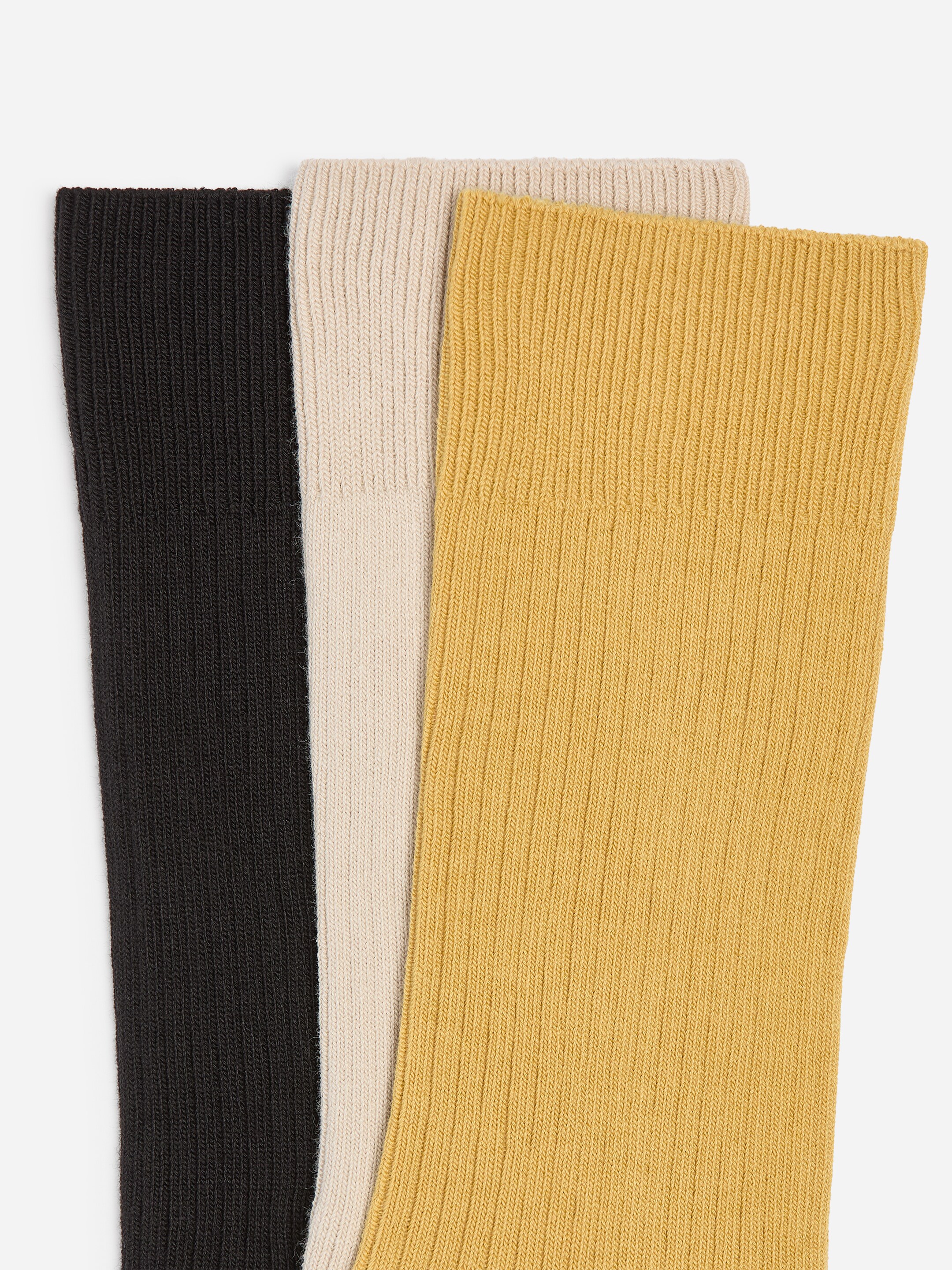 Supima Cotton Rib Socks Set of 3 pairs - Yellow/Beige/Black - Men - StillMedia/DescriptiveDetail - 2