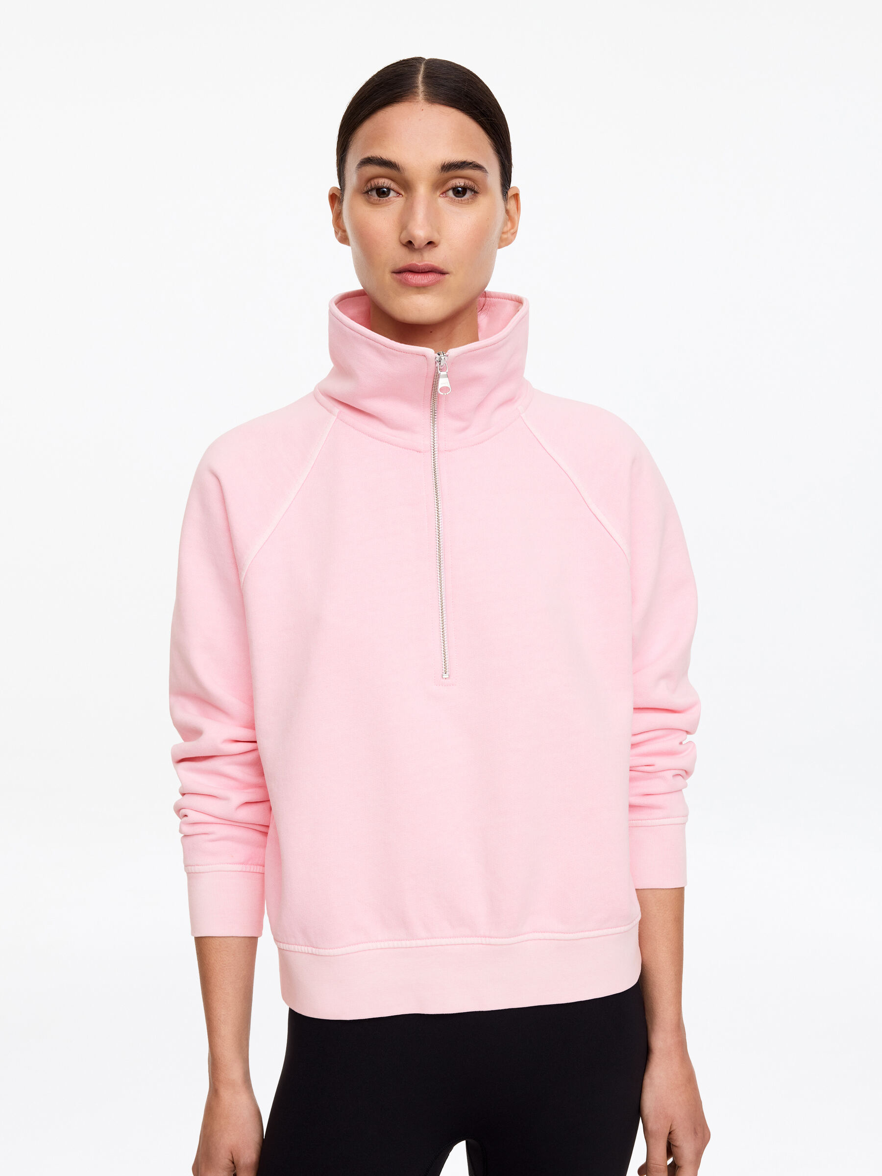 French-Terry-Sweatshirt mit kurzem Reißverschluss - Rosa - Relaxed Fit - Damen - StillMedia/Lookbook - 5