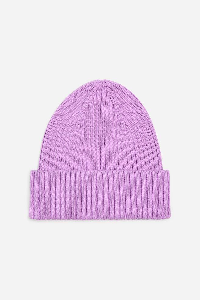 Rib-Knitted Beanie - Lilac/Dark Blue/Blue/Bright Red/Dark Brown/Green/Pink/Red/Lilac/Green - 1