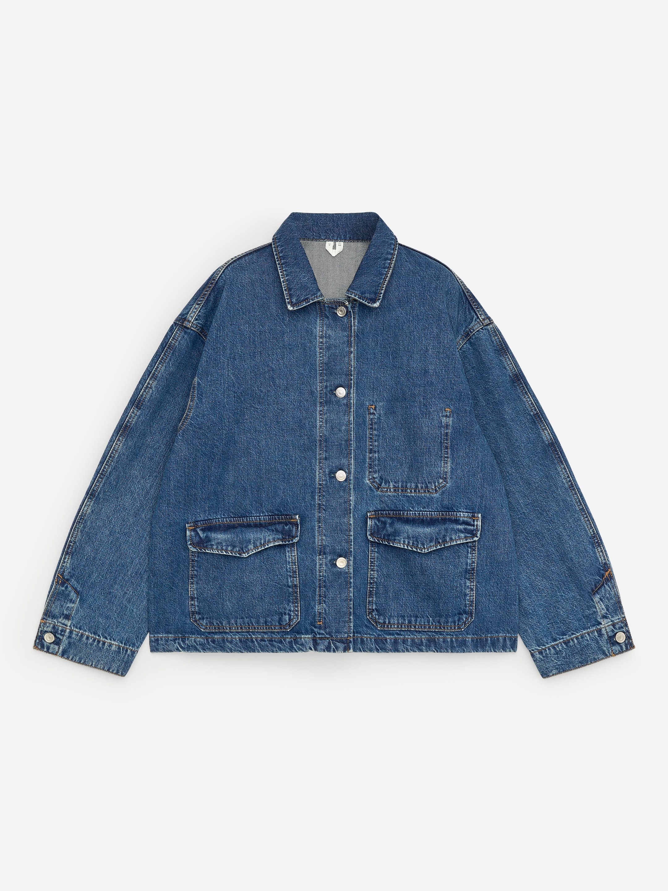 Boxy Denim Overshirt-Blue-18530