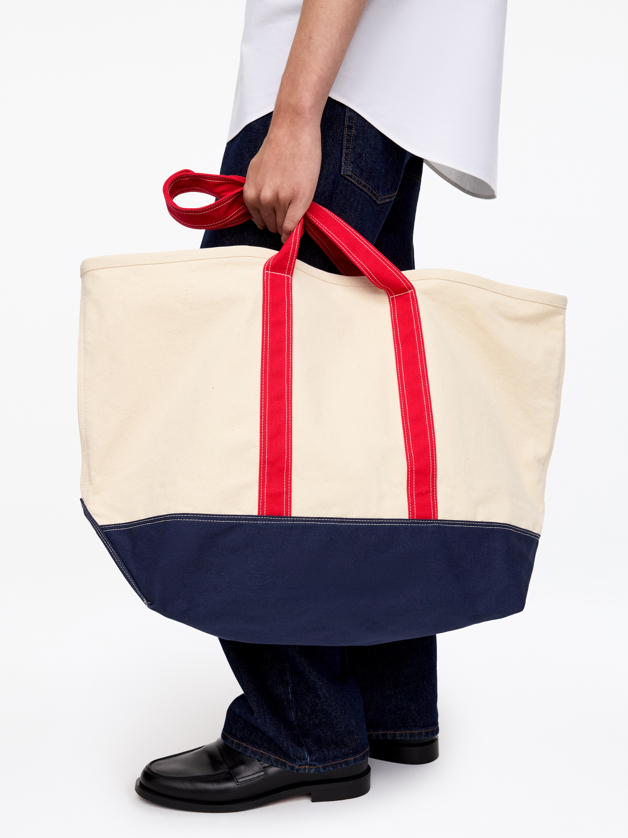 Large Canvas Tote Bag - Off-White/Navy - Men - StillMedia/Lookbook - 5