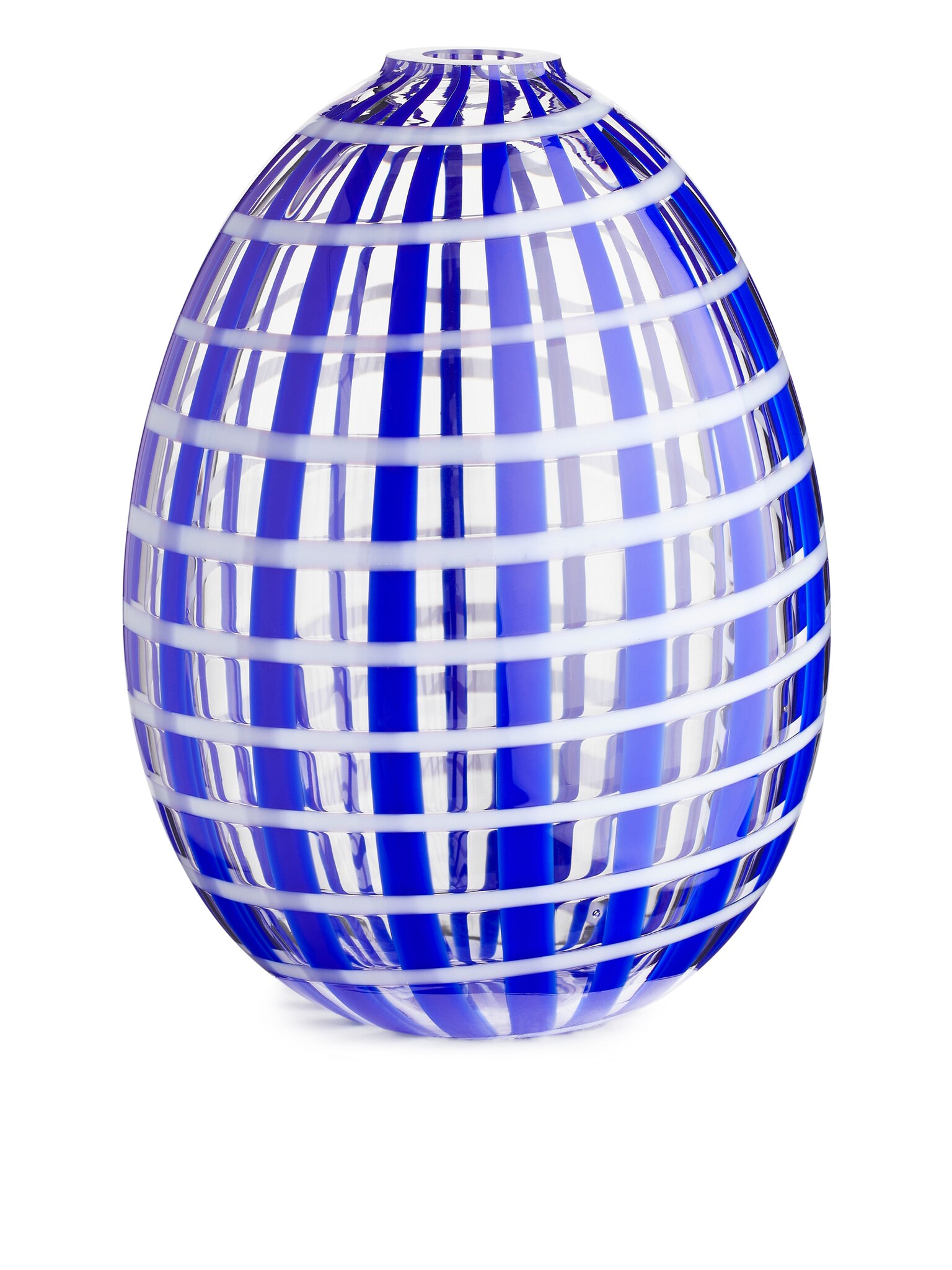 Glassvase 15 cm - Blå/hvit