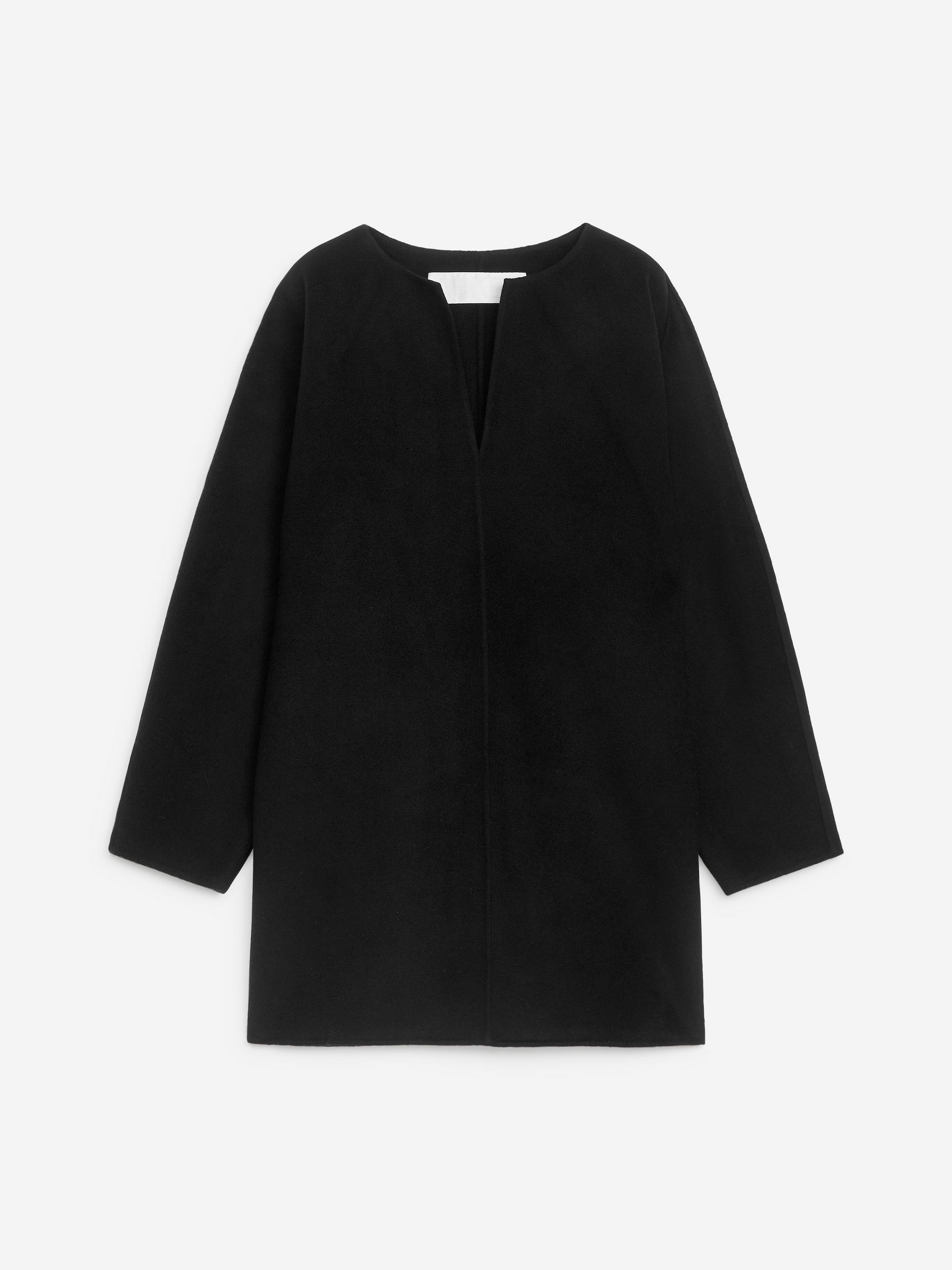 Robe tunique en laine mélangée-Noir-13103