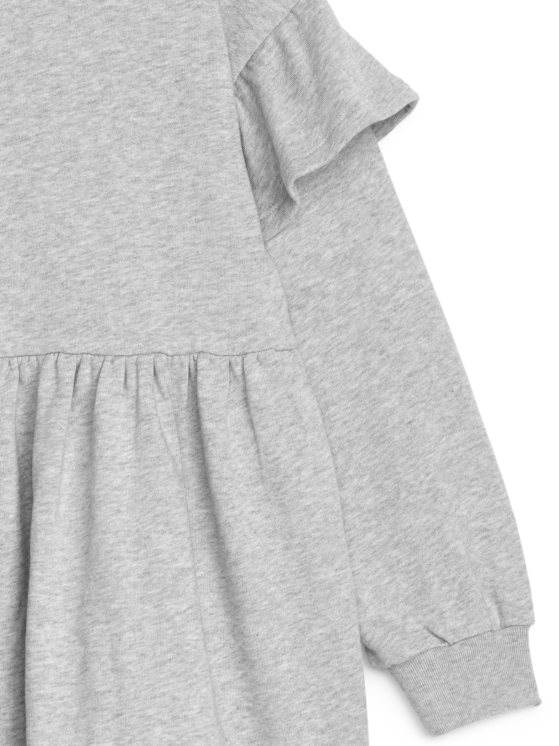 Trikåklänning med volang - Gråmelerad - Regular fit - Children - StillMedia/DescriptiveDetail - 1