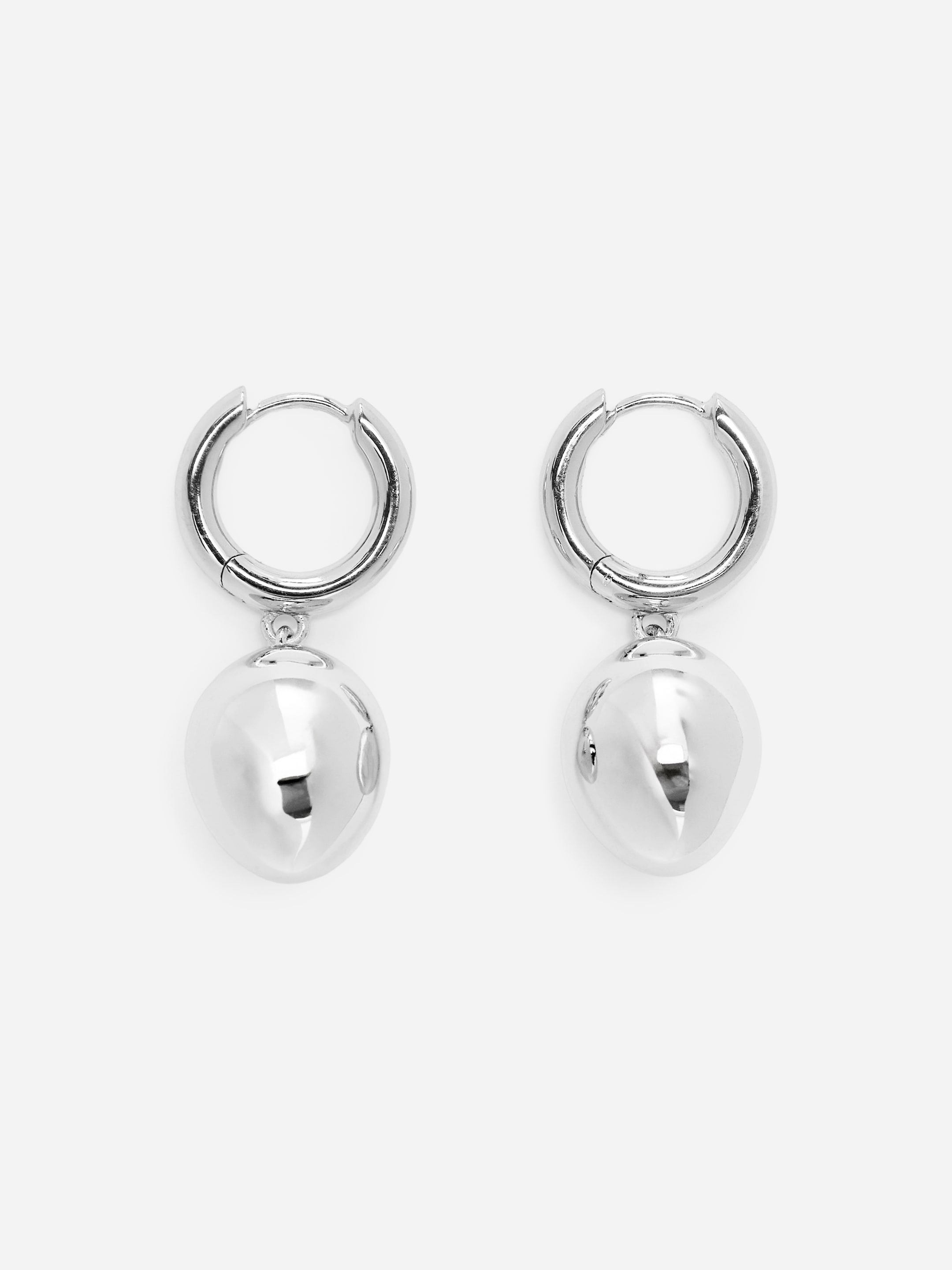 Silver-Plated Pendant Earrings-#DFDEDE-18051