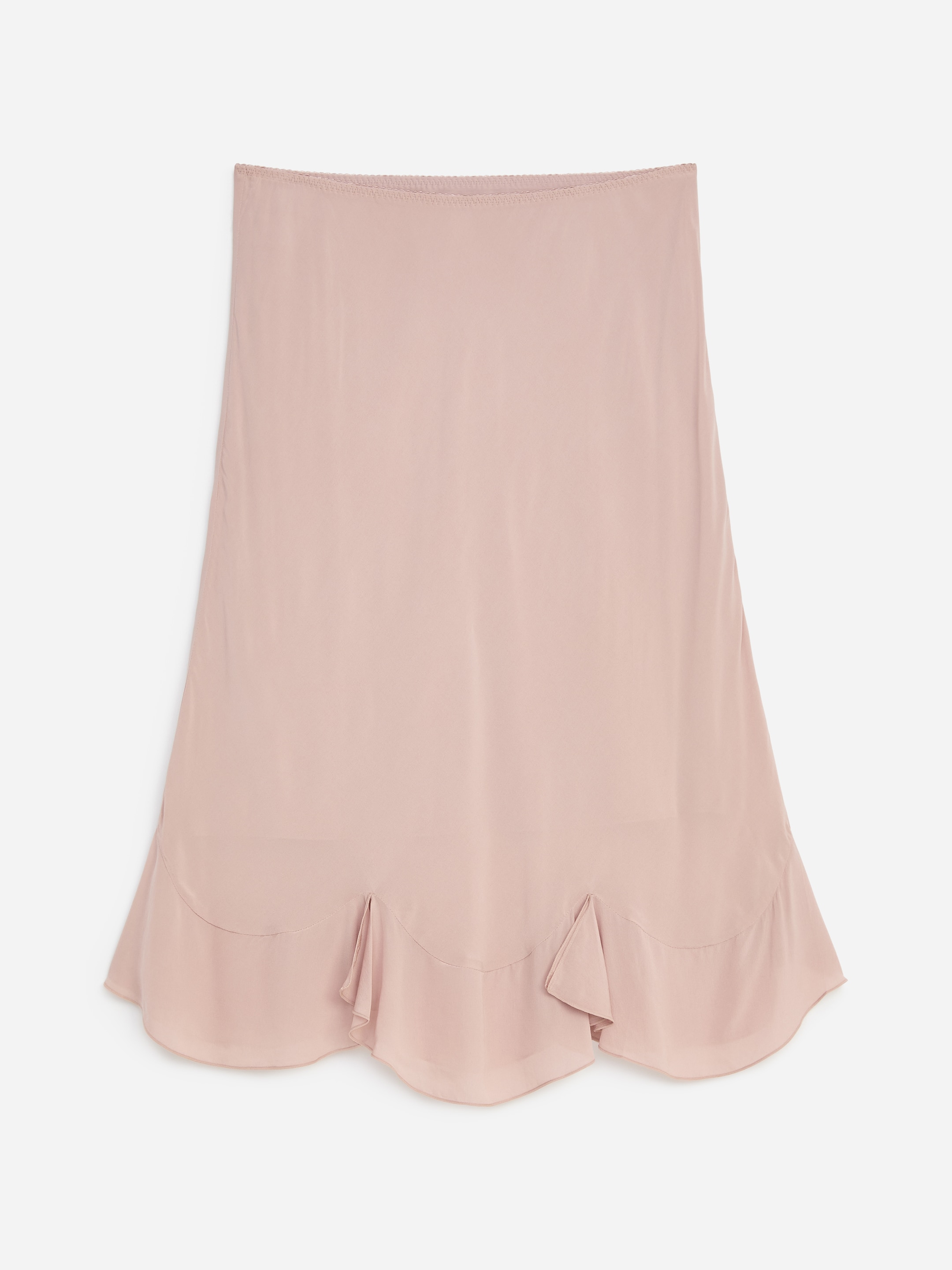 Frill-Hem Midi Skirt-Pink-21176