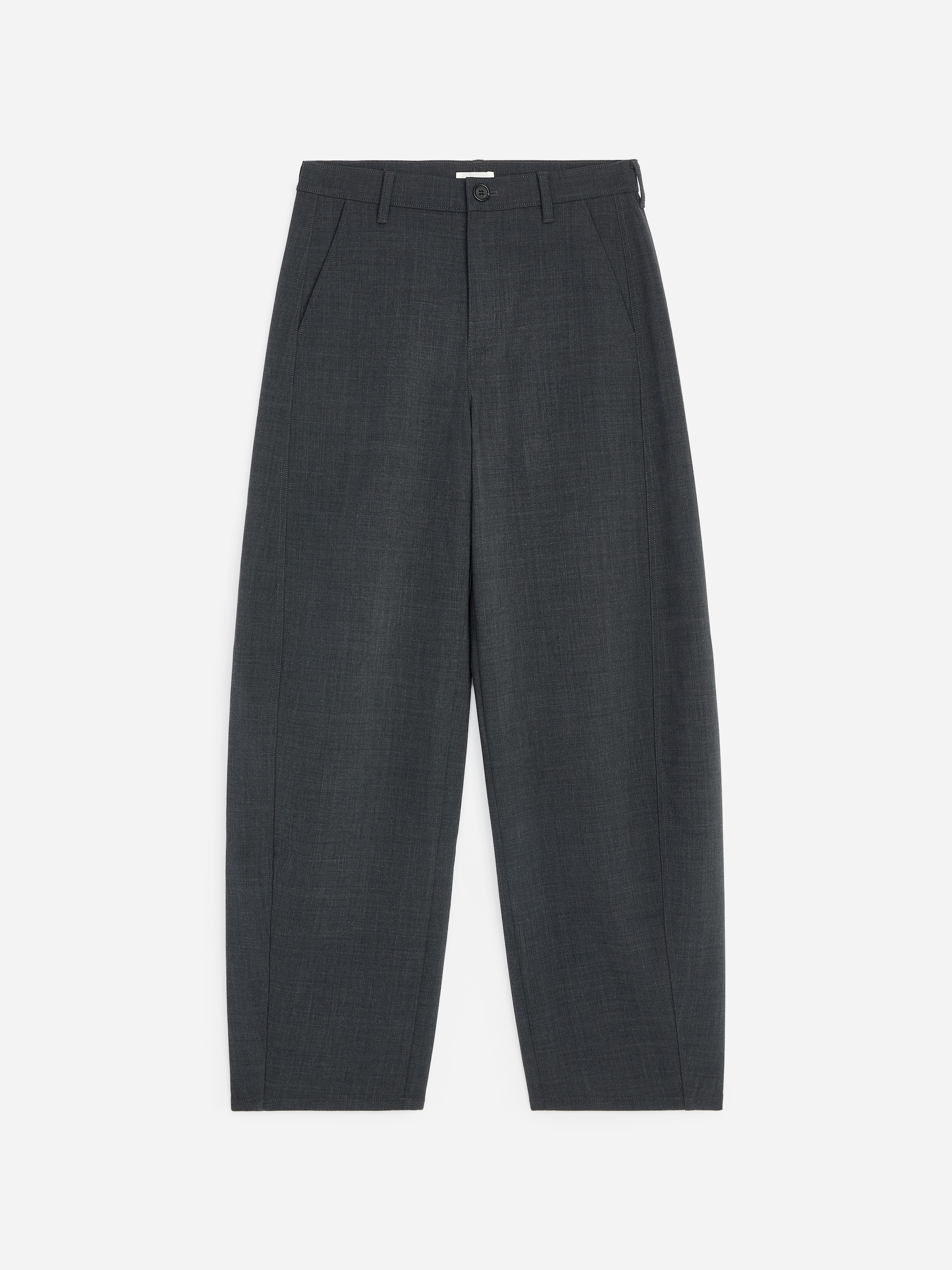 Pantaloni barrel in misto lana-#393C3D-20217