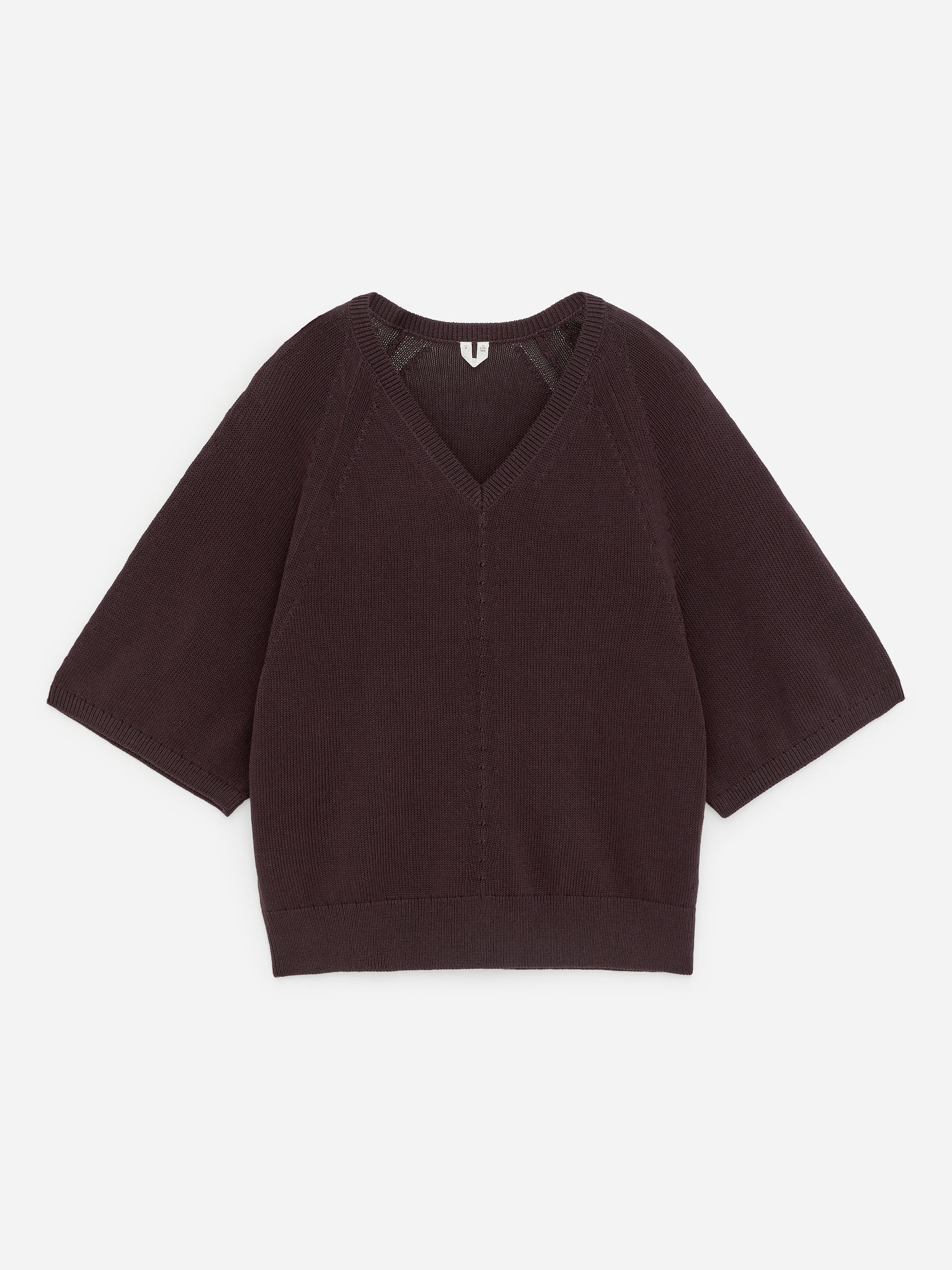 V-Neck Knitted Top - Brown - Loose fit - Women - StillMedia/DescriptiveStillLife - 1