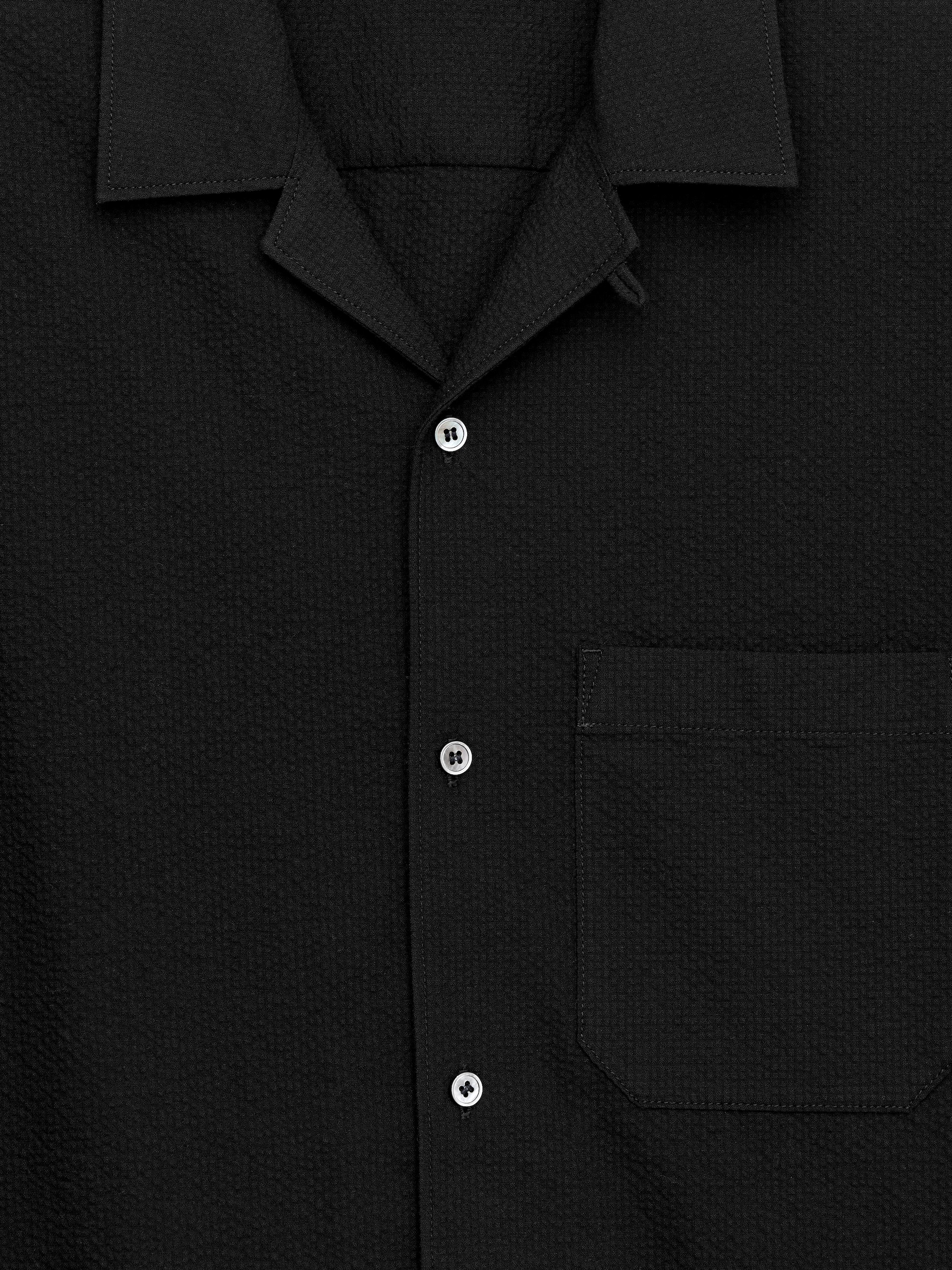 Seersucker Resort Shirt - Black - Regular fit - Men - StillMedia/DescriptiveDetail - 1