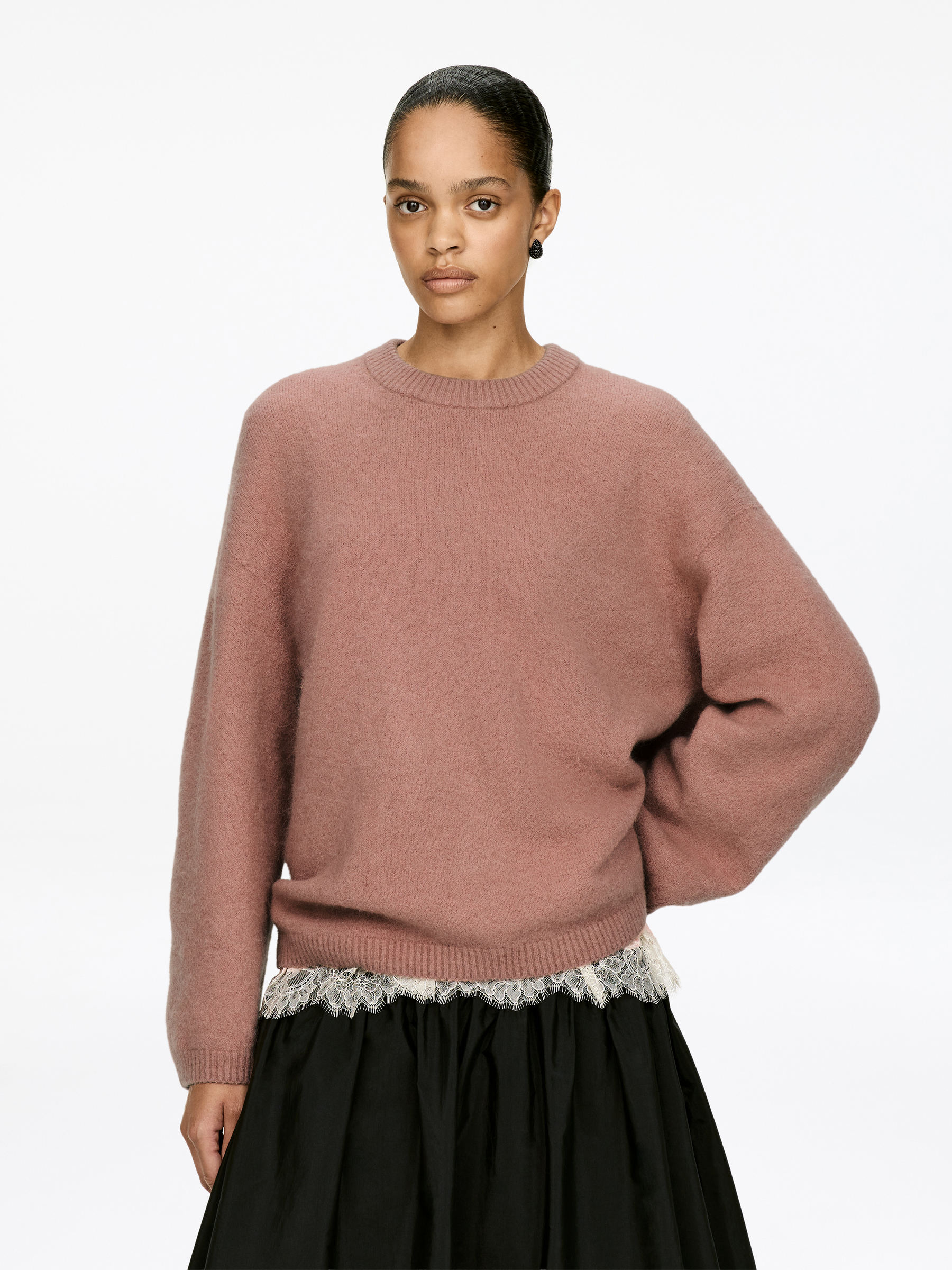 Alpaca-Wool Blend Jumper-#AF877D-17249