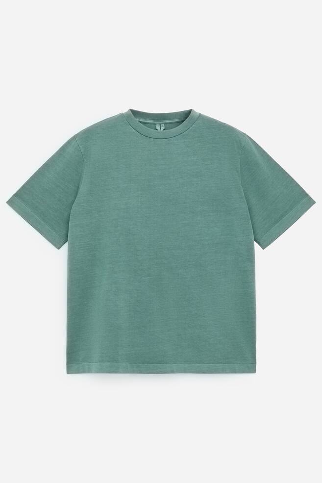 Stückgefärbtes Interlock-T-Shirt - blassgrün/Blau/Grau - 1