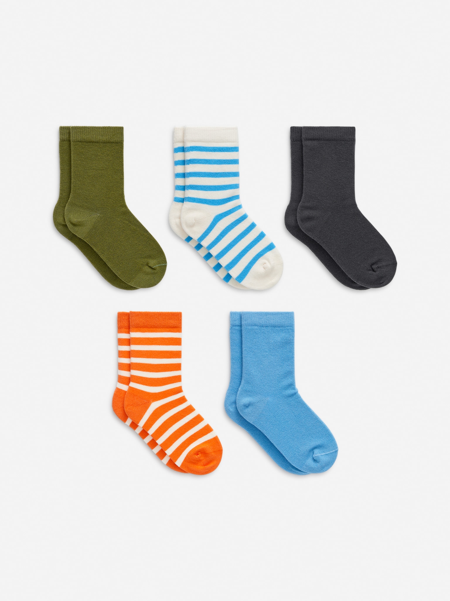 Lot de 5 paires de chaussettes en coton - Bleu/Vert/Bleu/Vert/Écru/Multicolore/Cœurs/Rose/Violet