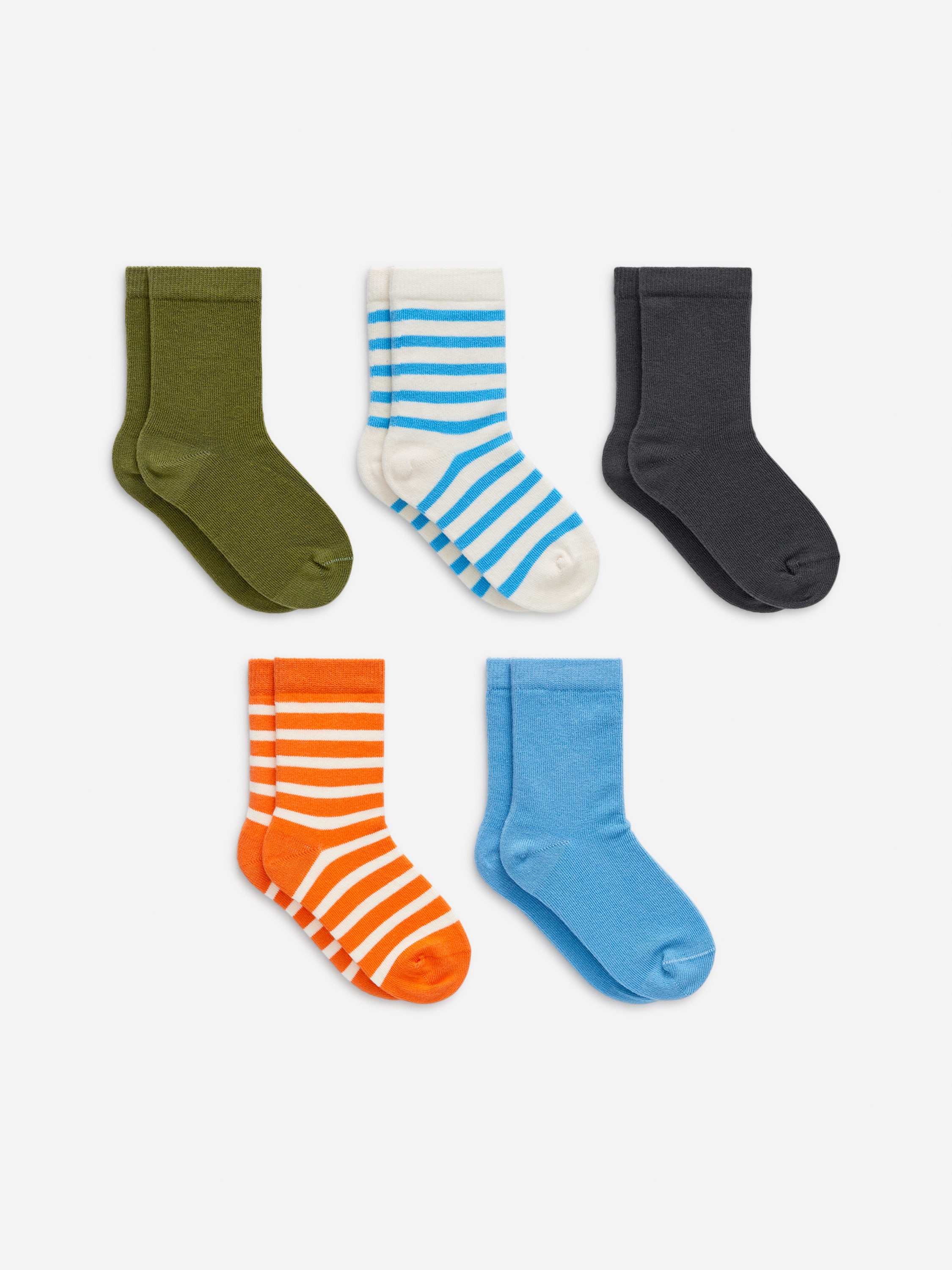 Baumwollsocken, 5er-Pack-Blau-16419
