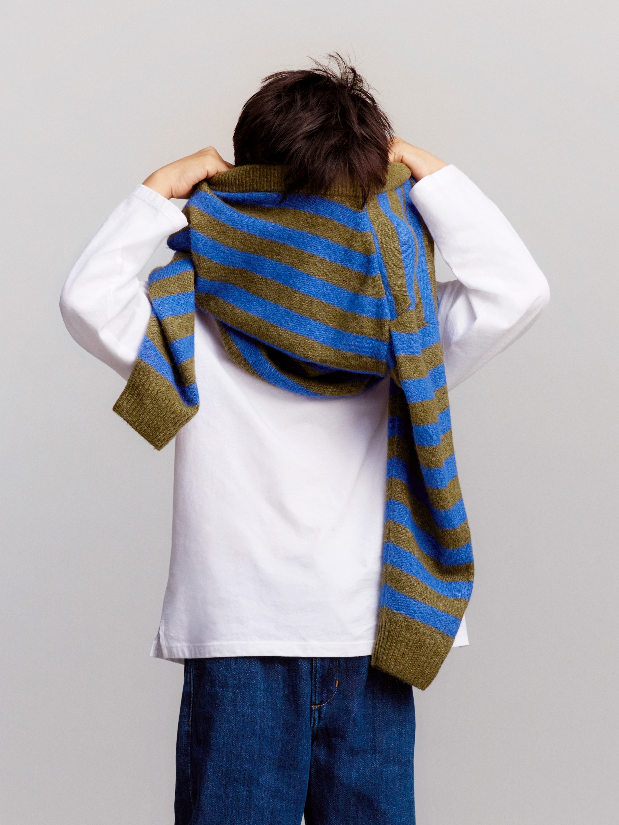Wool Alpaca Blend Jumper - Blue/Khaki Green - Relaxed fit - children - StillMedia/Environmental - 1