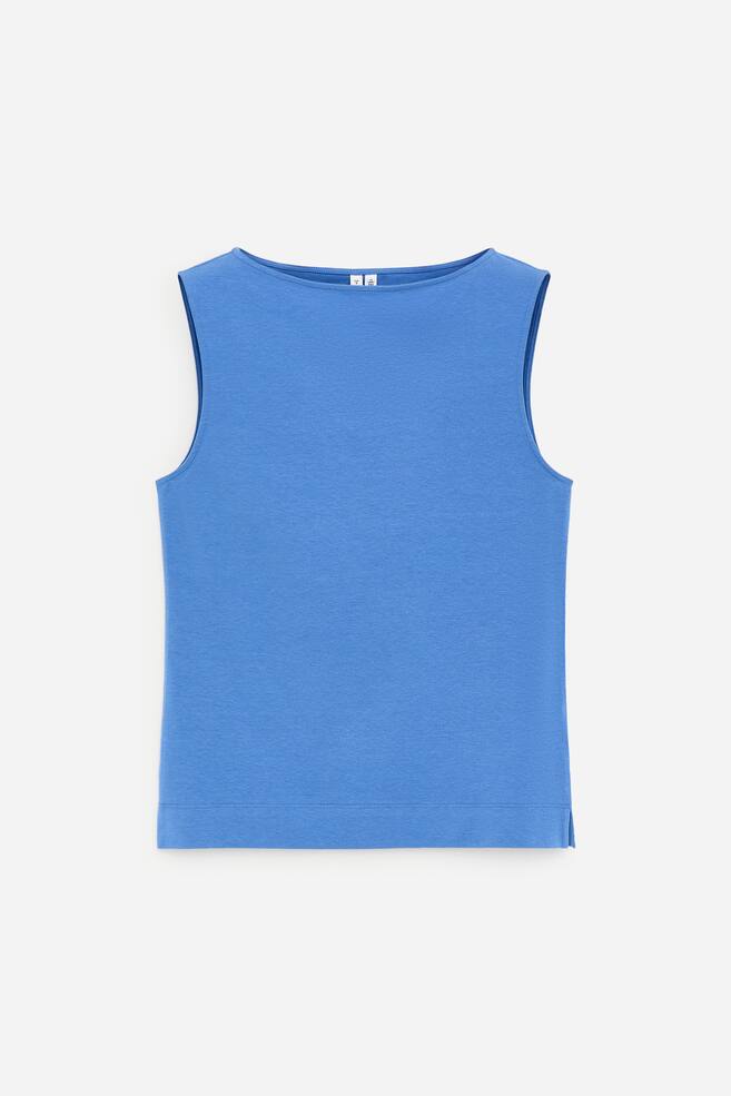 Boat Neck Tank Top - Blue/White - 1