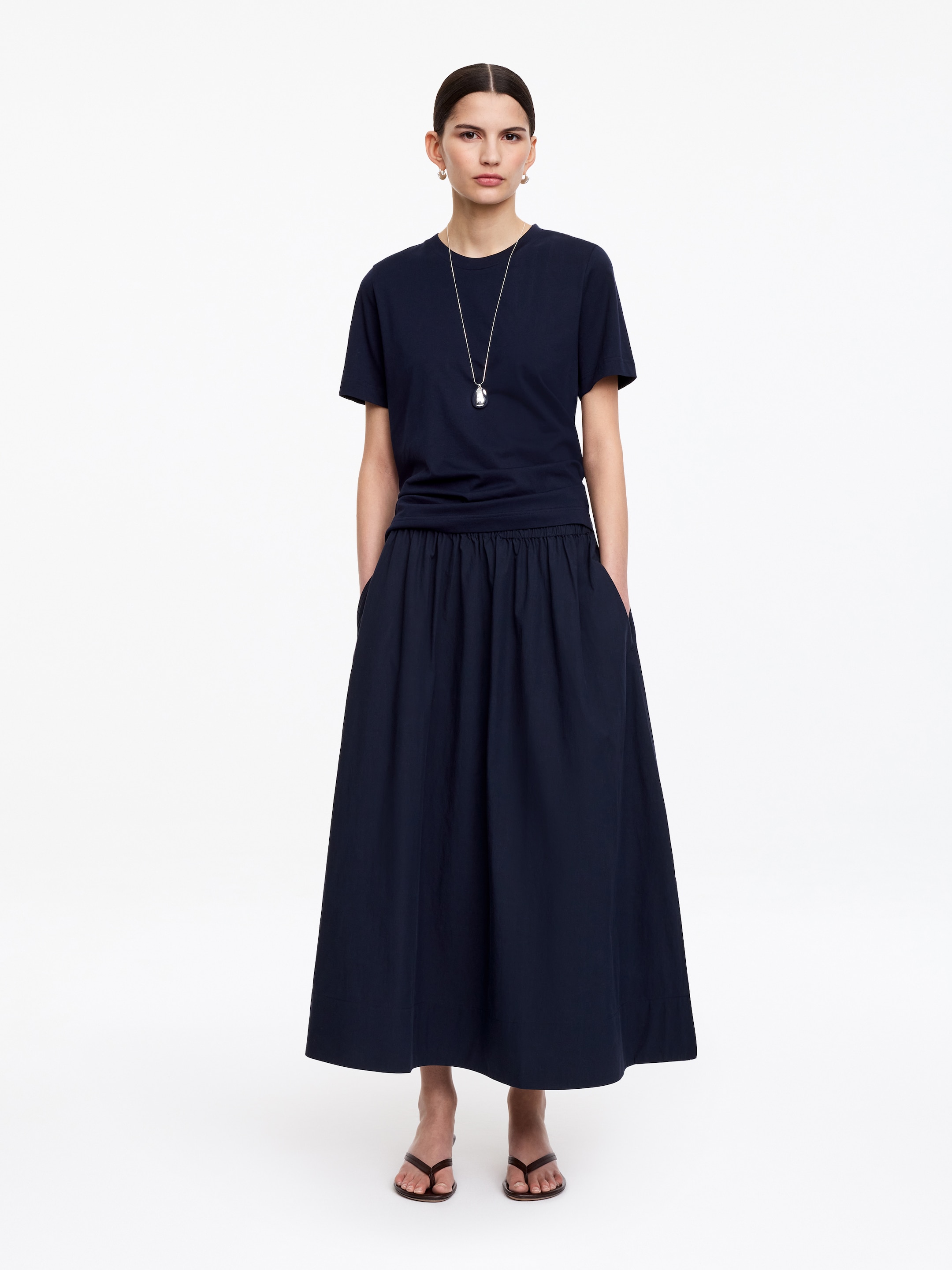 Midi Cotton Skirt - Dark Blue - Regular fit - Women - StillMedia/Lookbook - 5