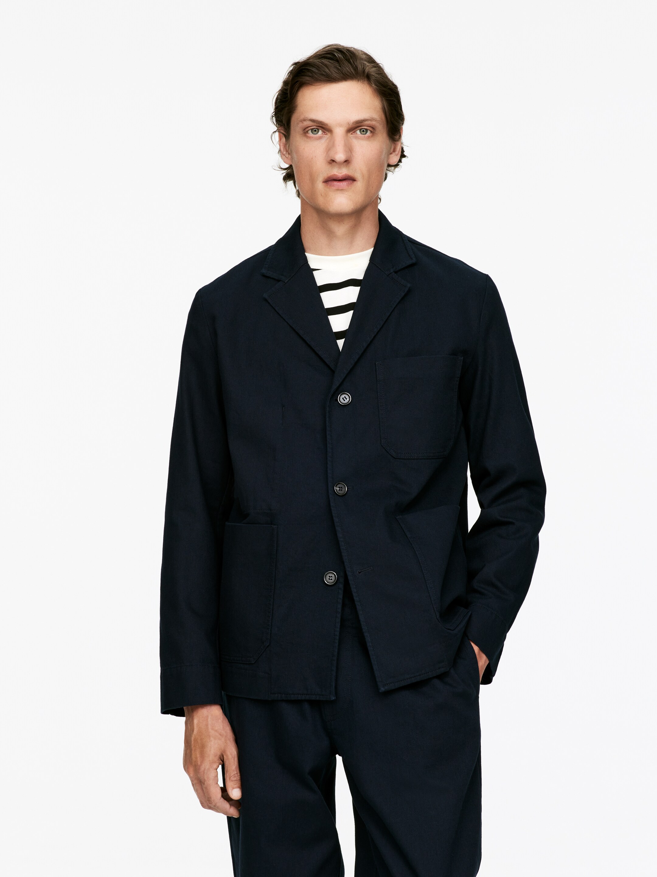 Ver imagem maior: Blazer em linho de algodão - Azul escuro - HOMEM | H&M PT 5