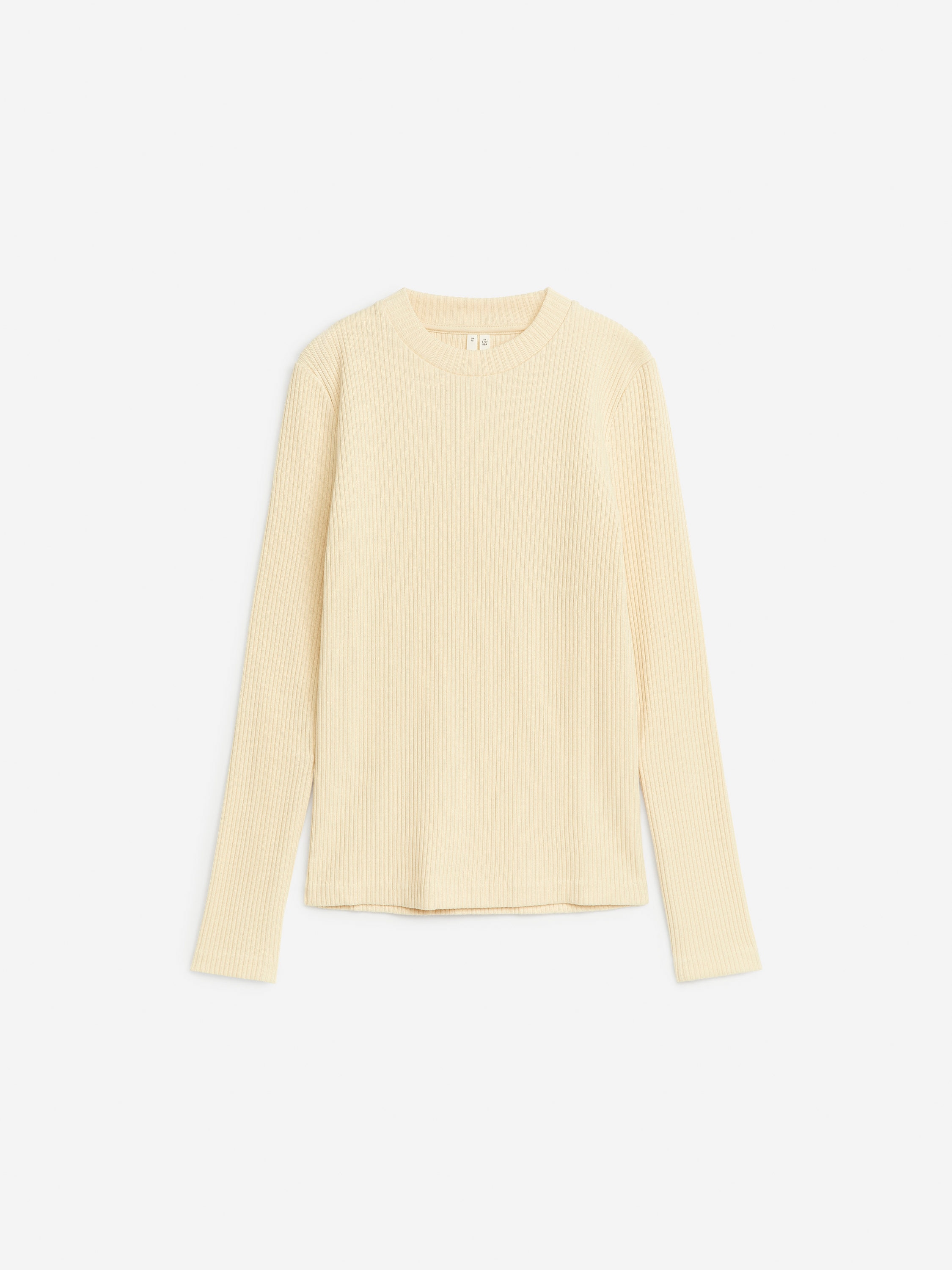 Geripptes Baumwolloberteil-Beige-7942