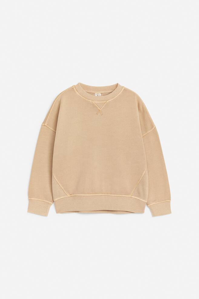 Relaxed Cotton Sweatshirt - Beige - 1