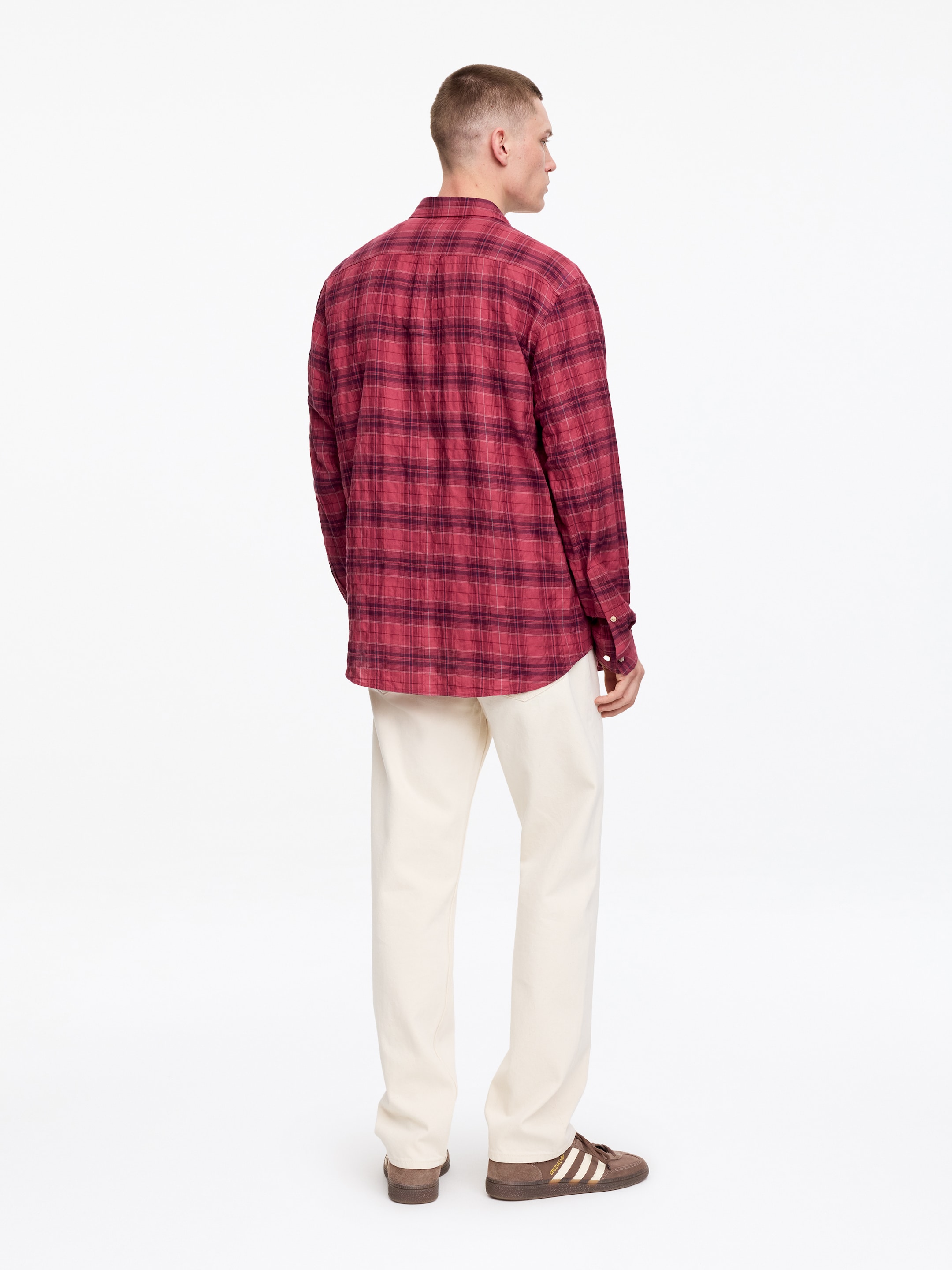 Camisa de franela de corte regular - Rosa oscuro/burdeos - Corte estándar - Men - StillMedia/Lookbook - 5