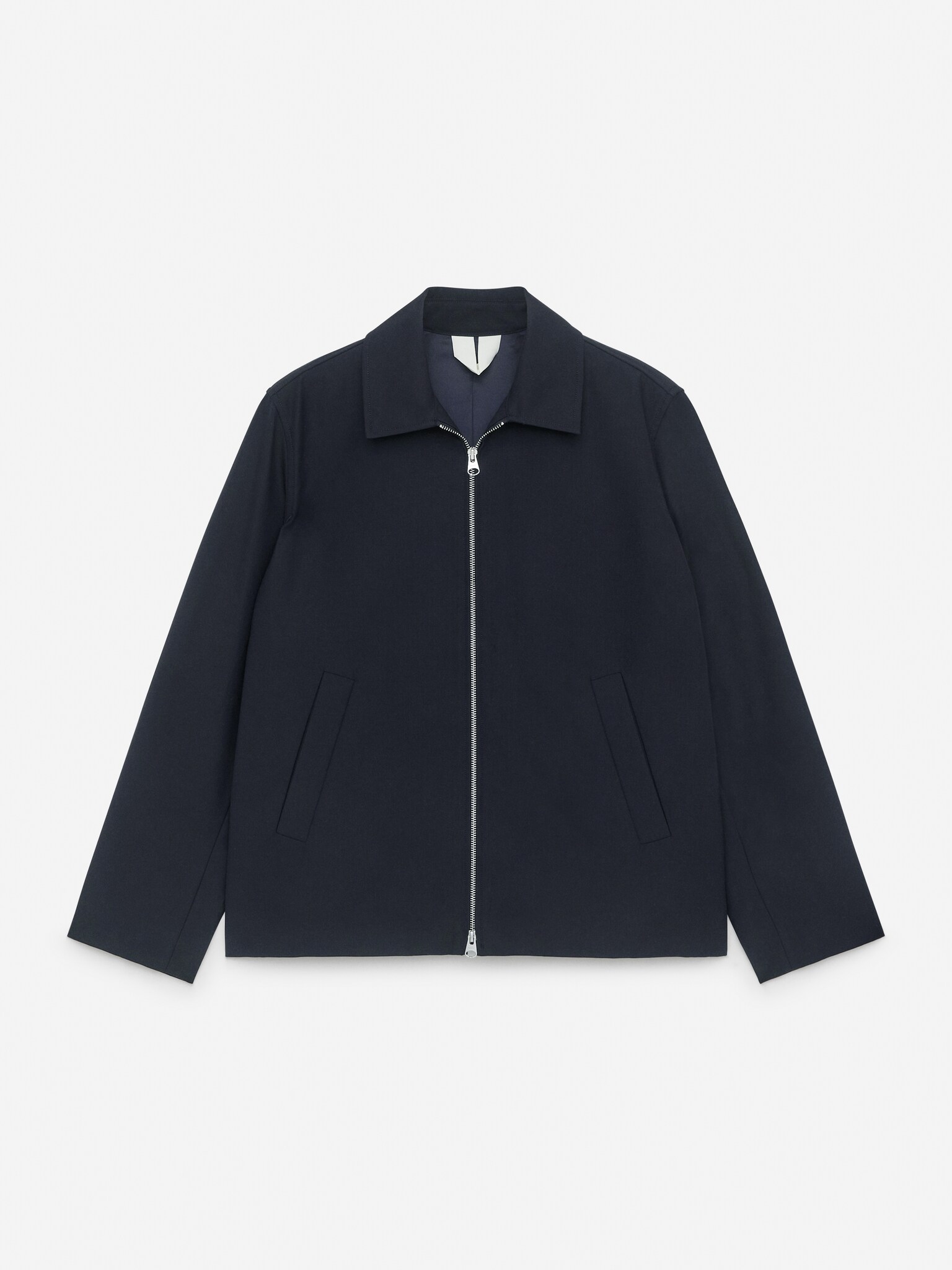Giacca in lana e cotone con cerniera - Blu scuro