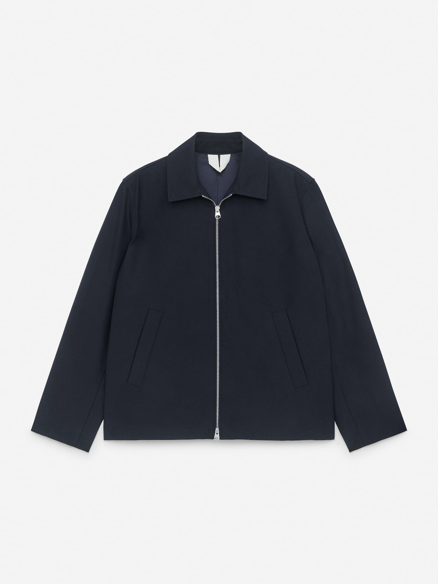 Reißverschlussjacke aus Wolle und Baumwolle - Dunkelblau
