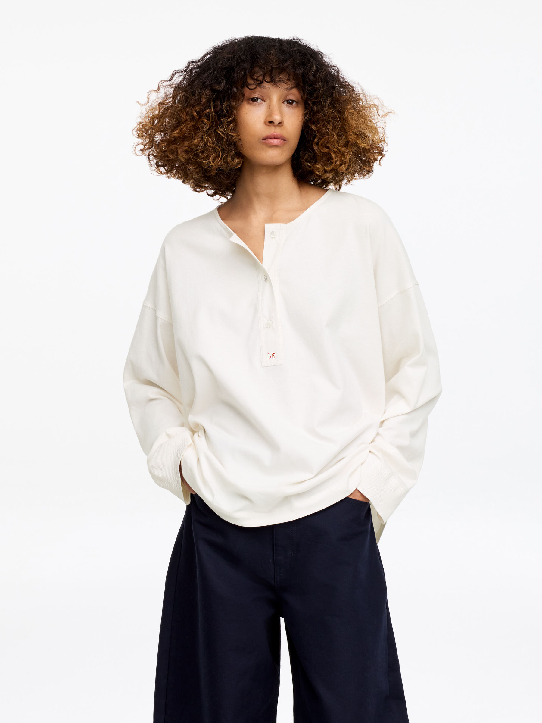 ARKET and Laila Gohar Monogram Henley-#FFFFFF-18845