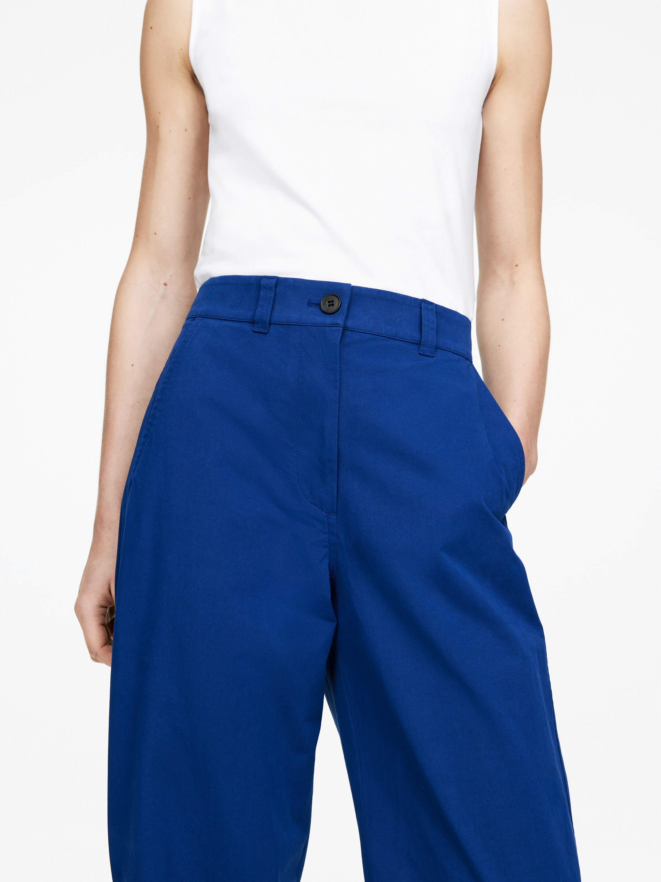 Προβολή μεγαλύτερης εικόνας: Cotton-Linen Chino Trousers - Μπλε - Ladies | H&M GR 2