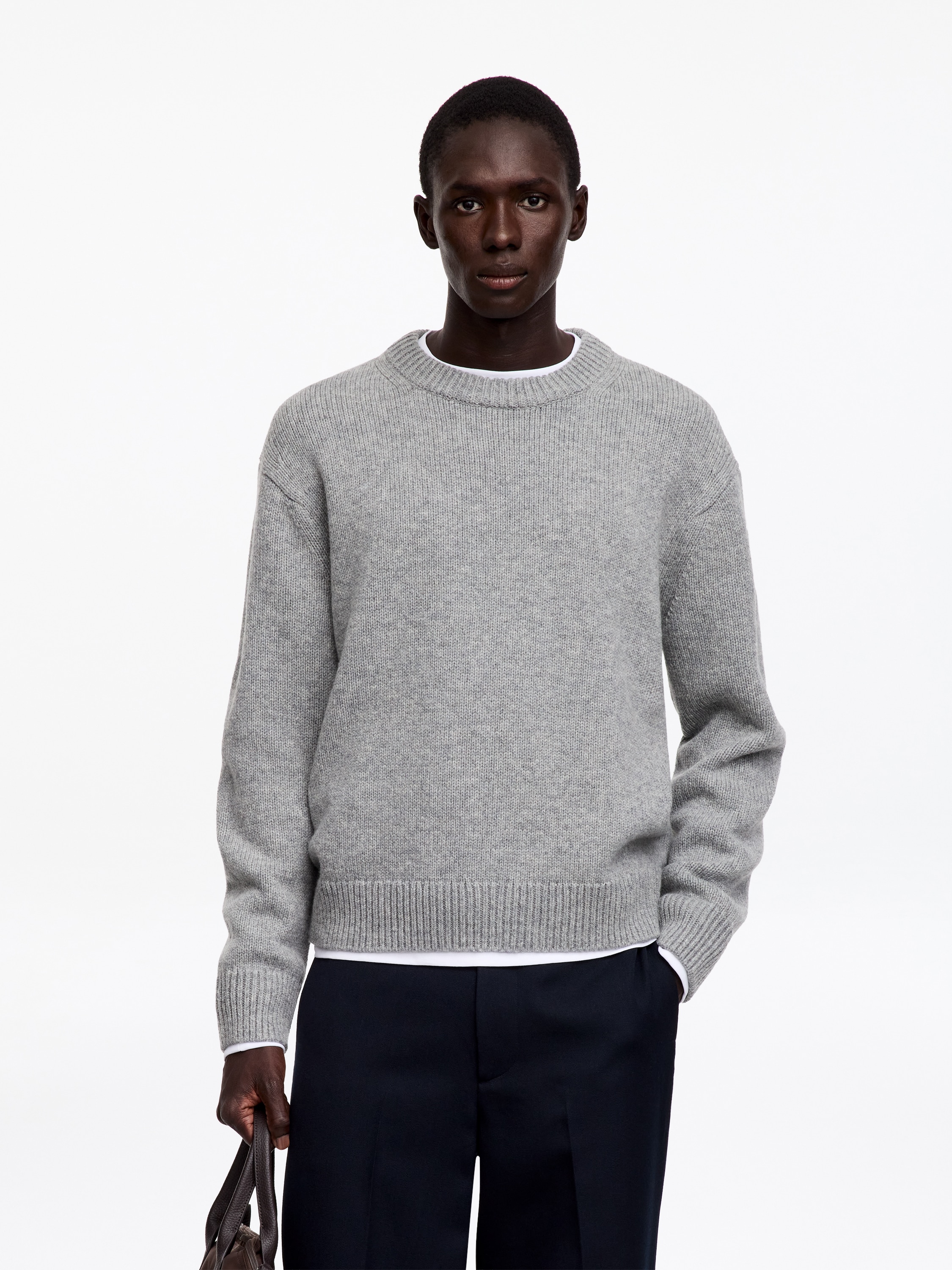 Kraftig strikket ullgenser - Lysegrå melange/Mørkeblå/Offwhite/Blå/Kullgrå melange/Lysegul