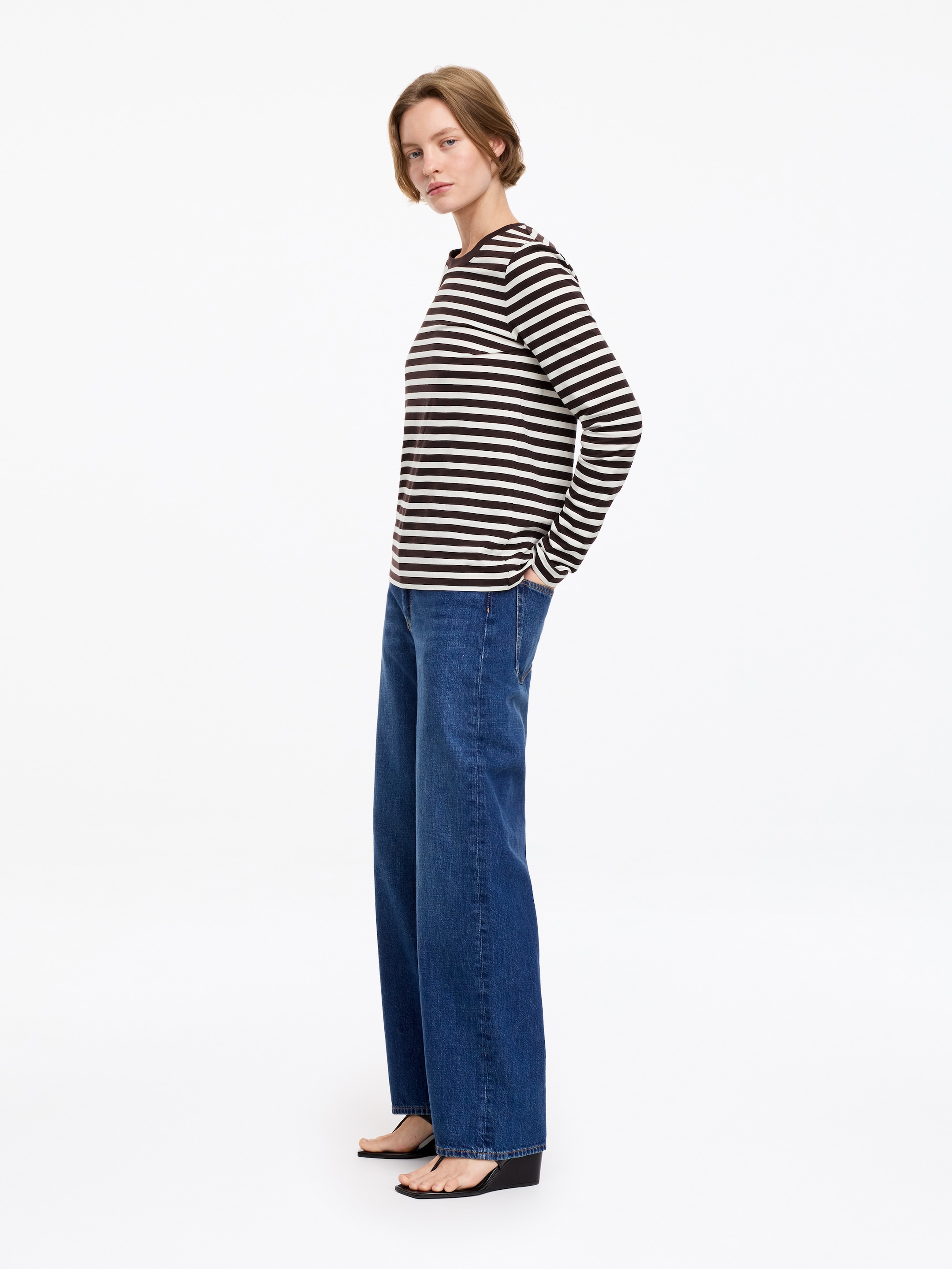 T-shirt Signature a maniche lunghe - Marrone/Bianco - Regular fit - women - StillMedia/Lookbook - 3