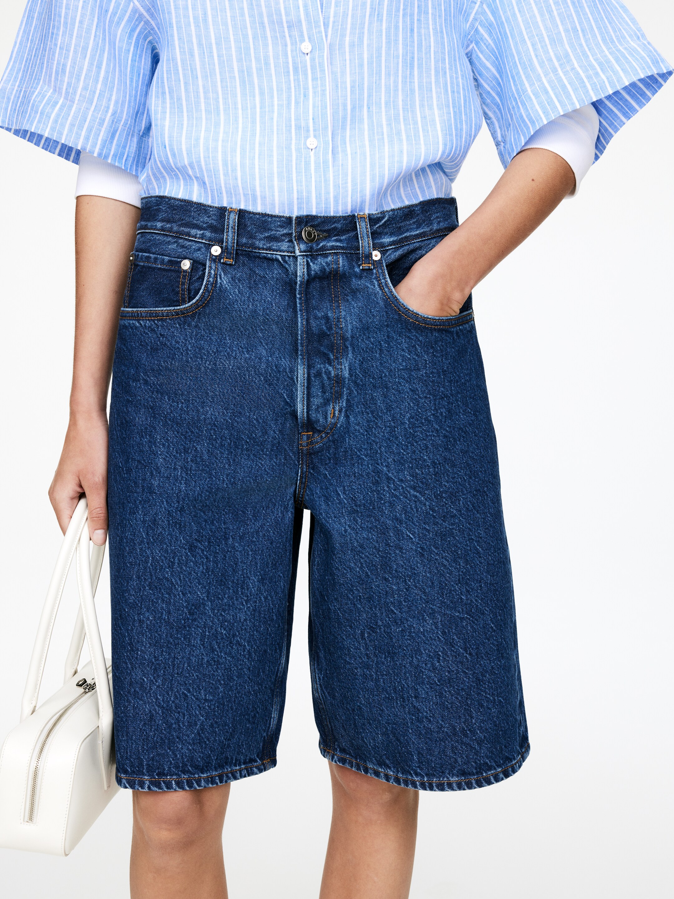 Ingrandisci l'immagine: Long Denim Shorts - Dark Blue - DONNA | H&M CH 3