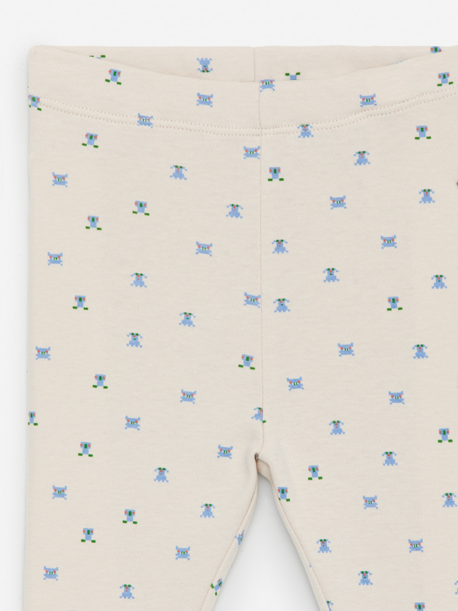 Legging en jersey - Écru/Monstres/Bleu clair chiné - 3