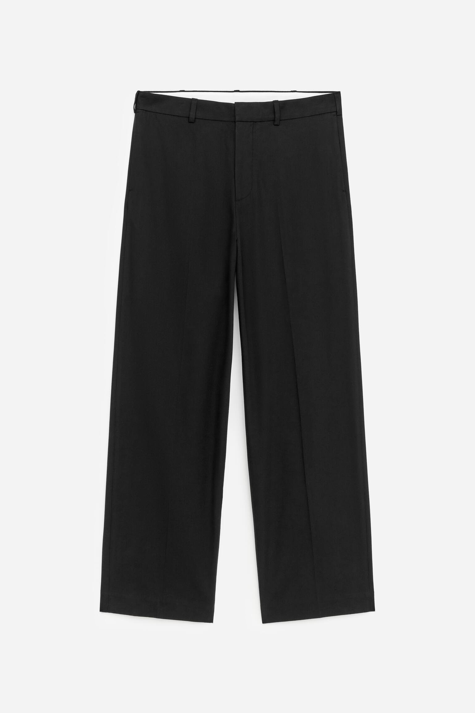 Relaxed Cotton Lyocell Trousers - Black