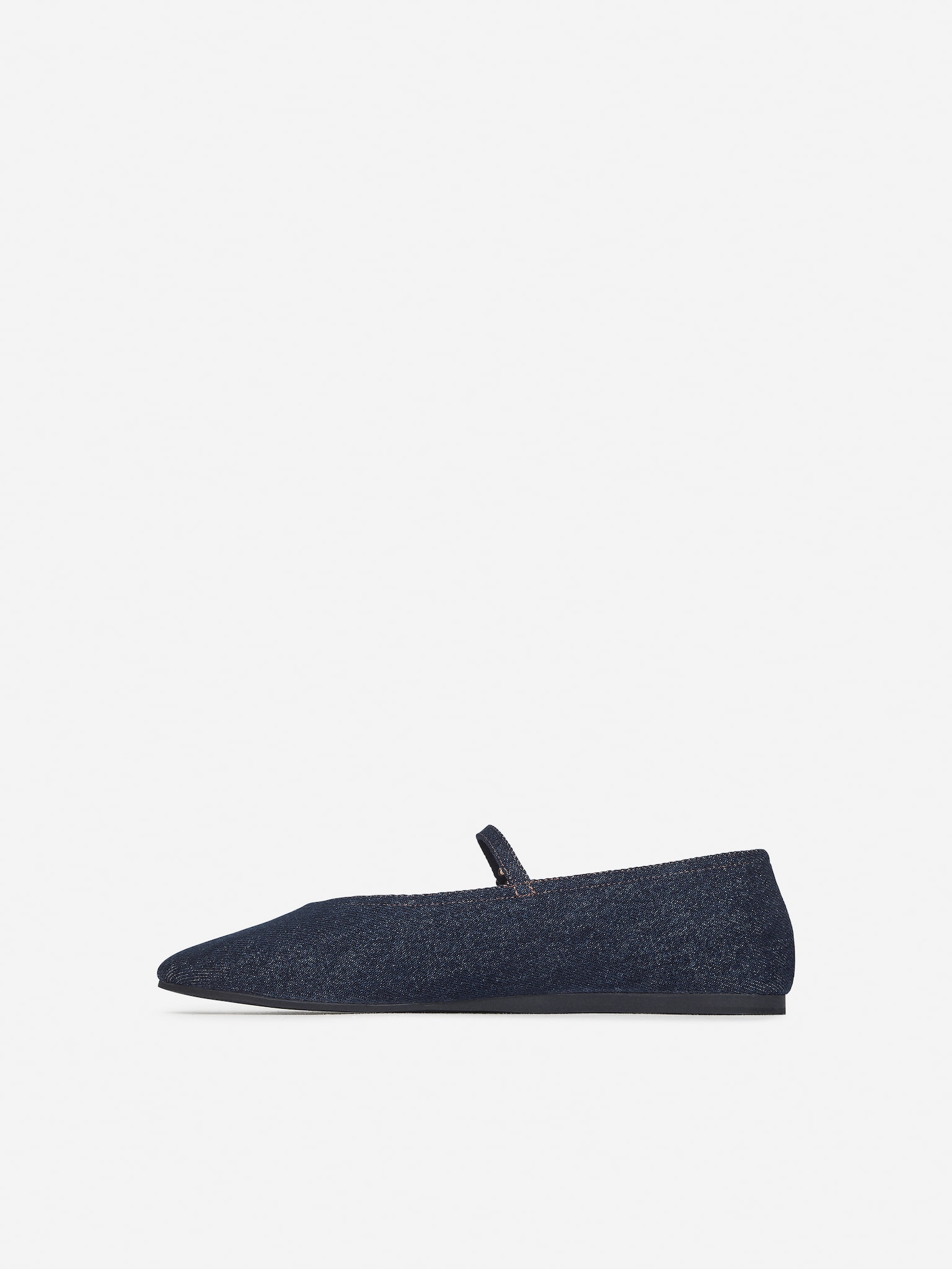 Denim Mary Jane Flats - Dark Blue - 5