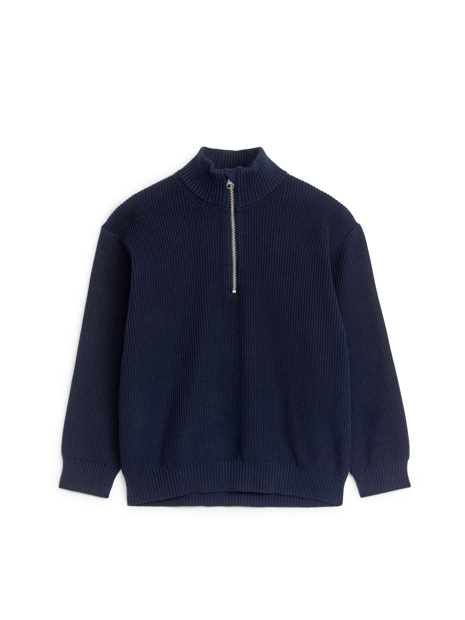 Gerippter Pullover mit kurzem Reißverschluss - Dunkelblau - Regular Fit - Kinder - StillMedia/DescriptiveStillLife - 1