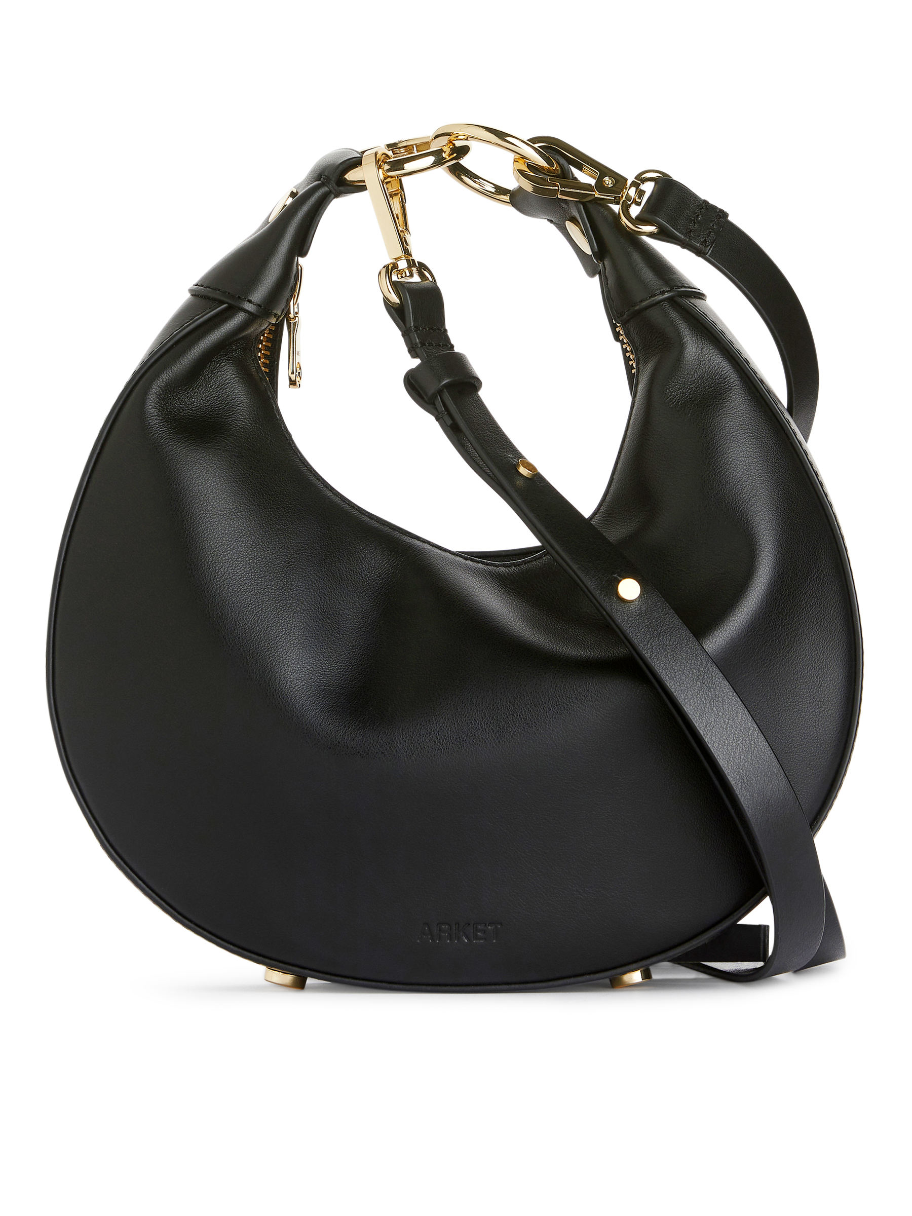 Skórzana torebka w kształcie półksiężyca - Czarny - Women - StillMedia/DescriptiveStillLife - 5