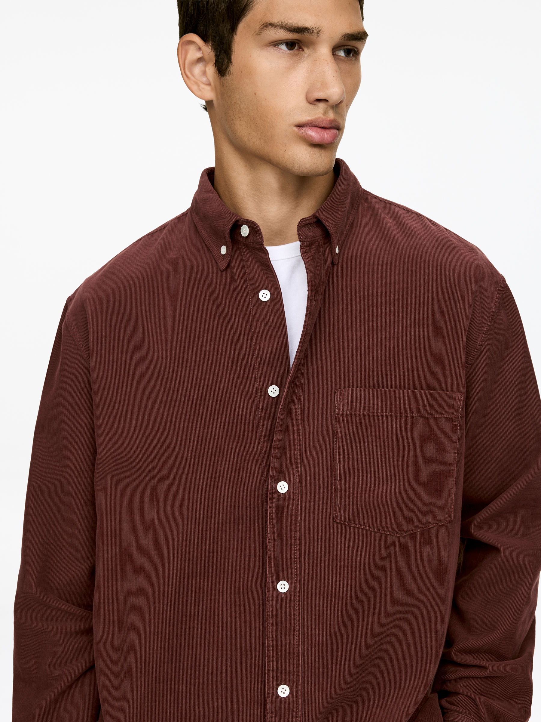 Relaxed Corduroy Shirt - Reddish Brown - Relaxed fit - Men - StillMedia/Lookbook - 6