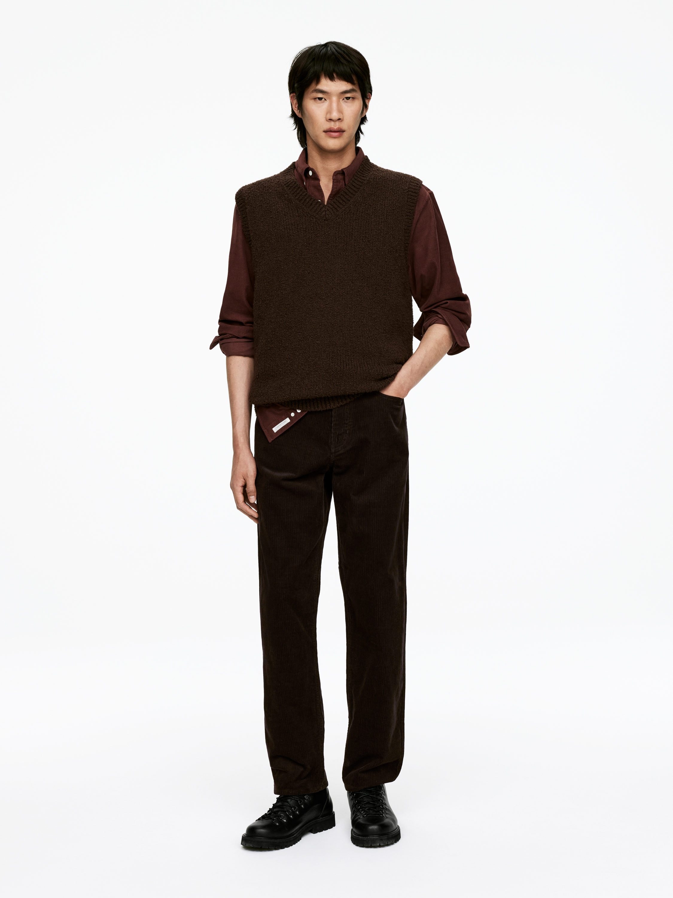 LOOSE Corduroy Trousers-#3F3838-16003