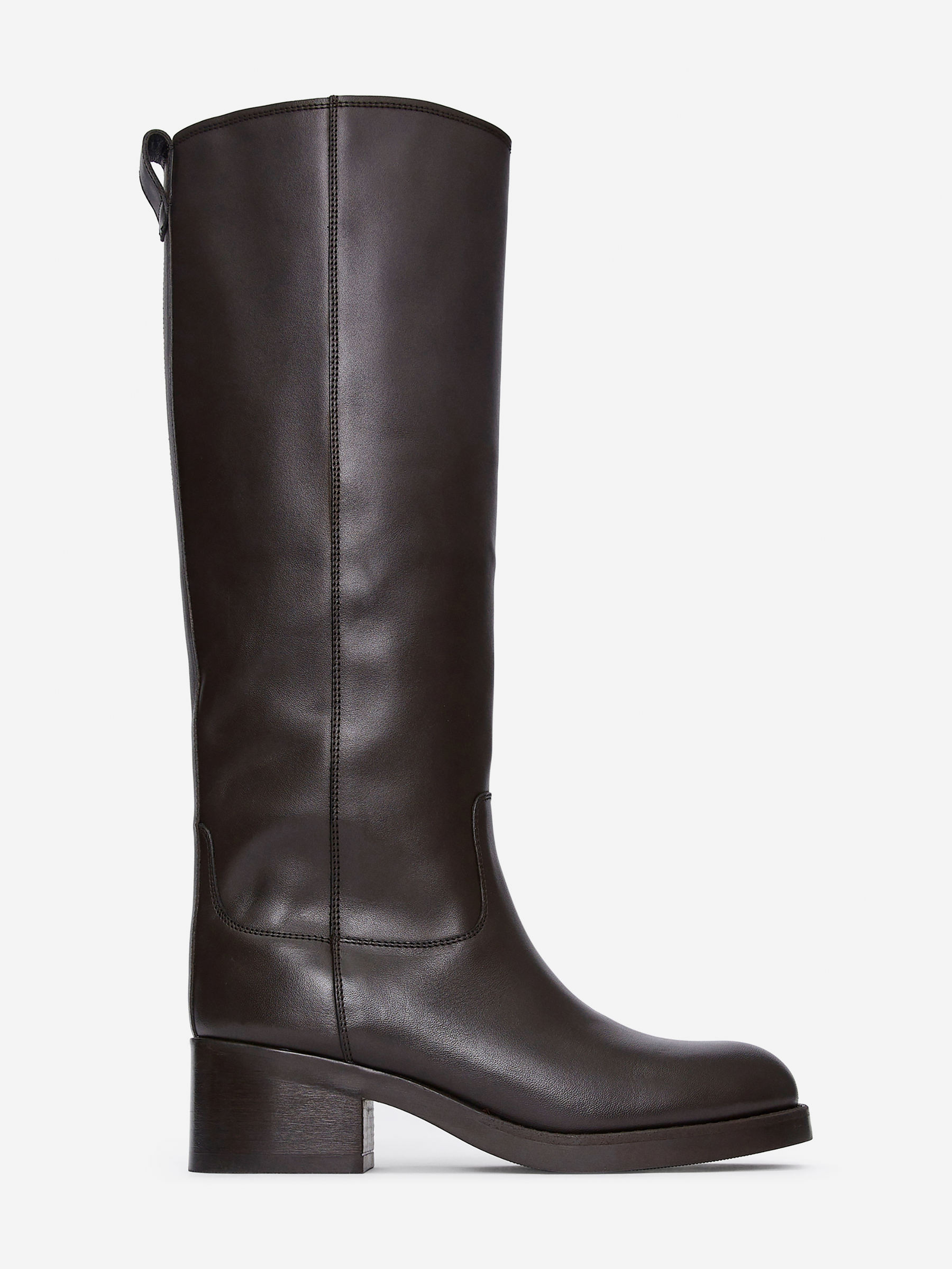 Leather Riding Boots-#3F3838-12986