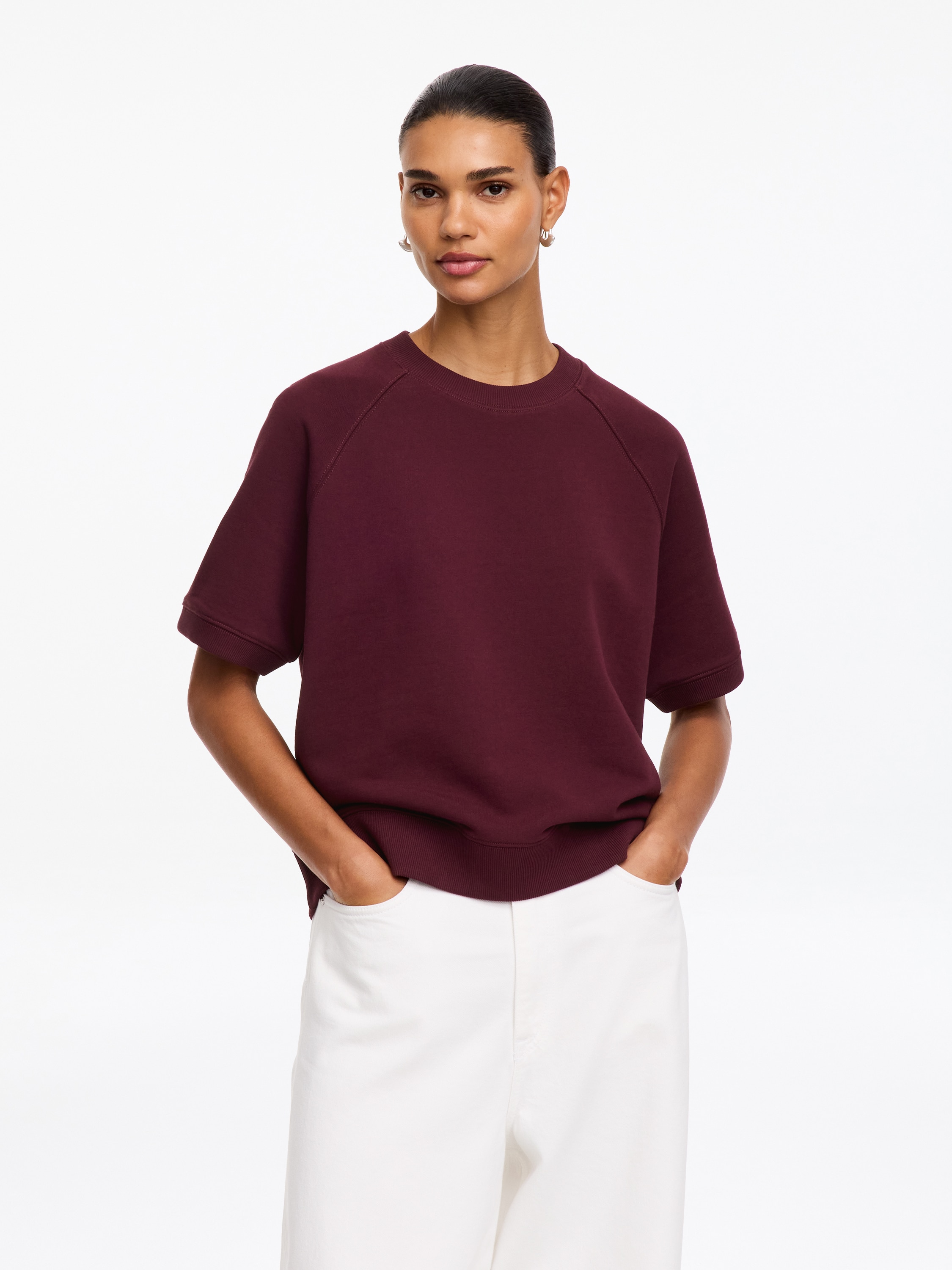 French Terry Sweatshirt - Mörkröd/Off-white/svart/Mörkblå