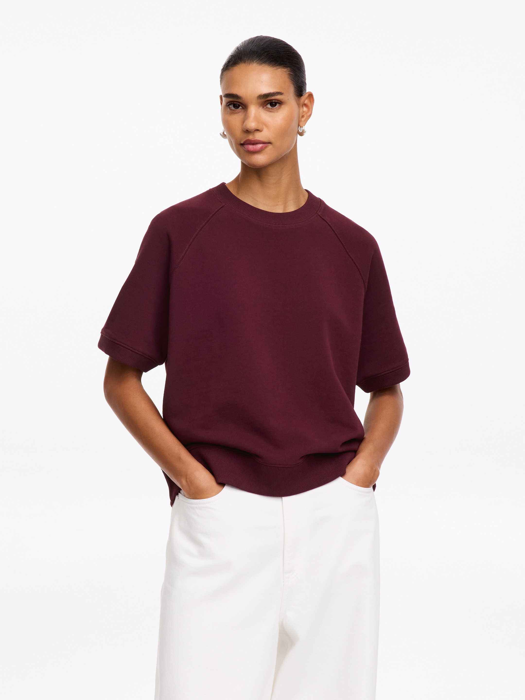 Bluza z tkaniny frotté-#5e2128-19608