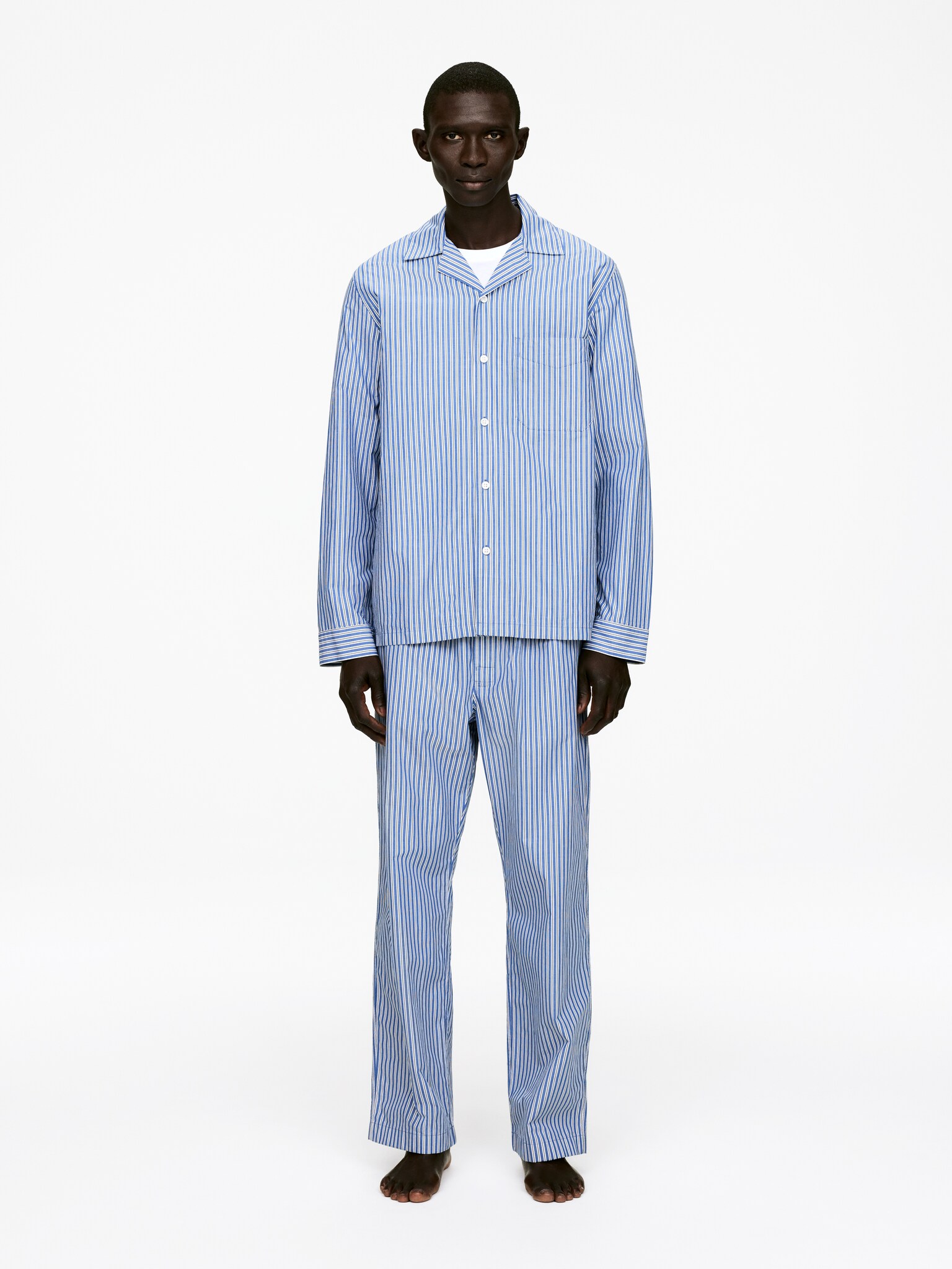 Pantaloni del pigiama in popeline - Blu/Righe/Blu/Righe