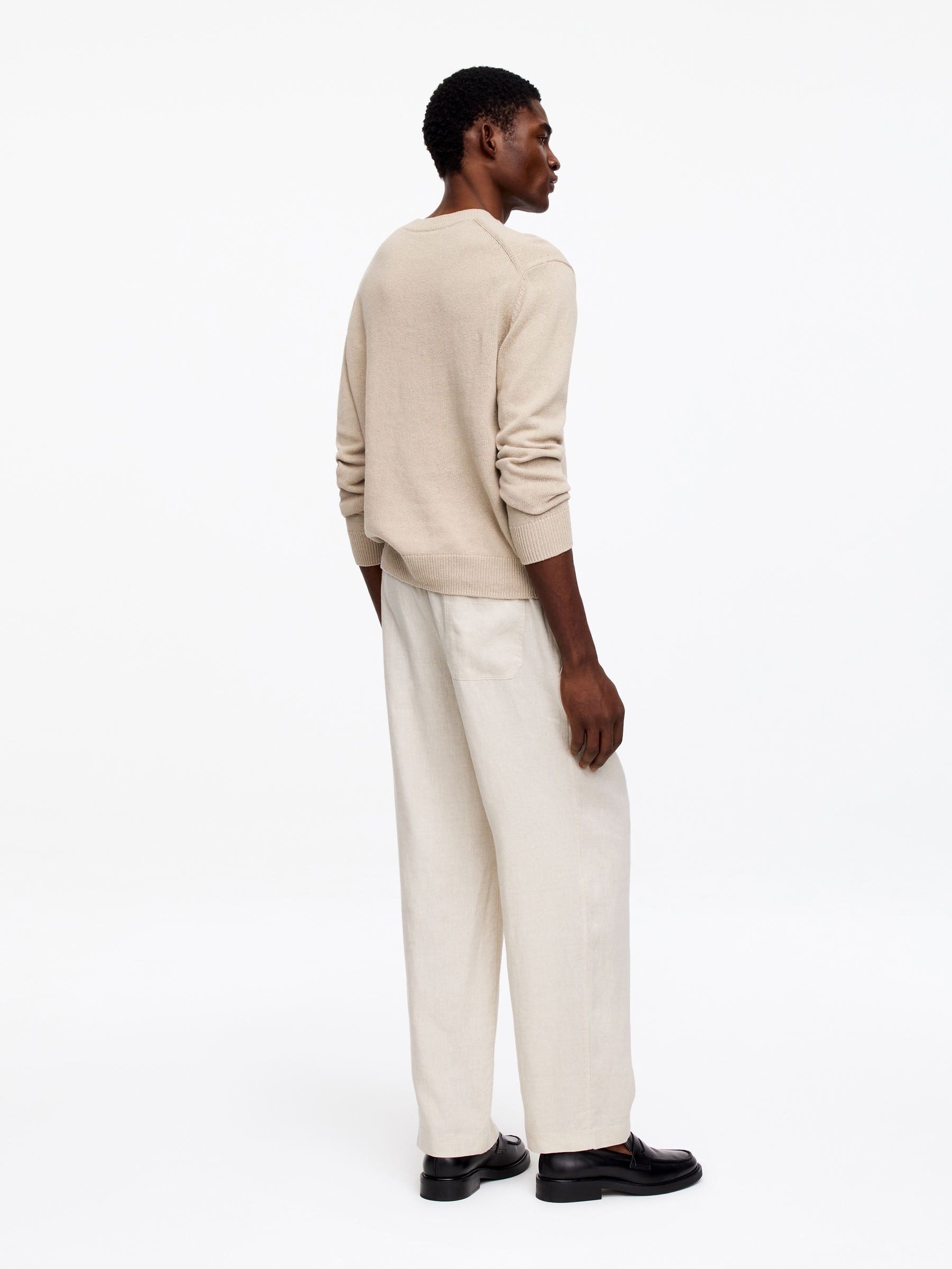 Relaxed Linen Trousers - Beige - Relaxed fit - Men - StillMedia/Lookbook - 3