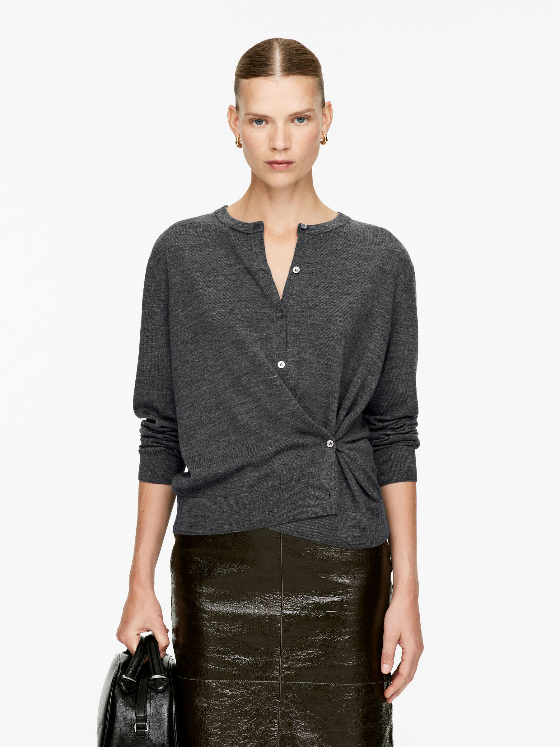 Merino Wool Cardigan - Grey - Regular fit - Women - StillMedia/Lookbook - 7